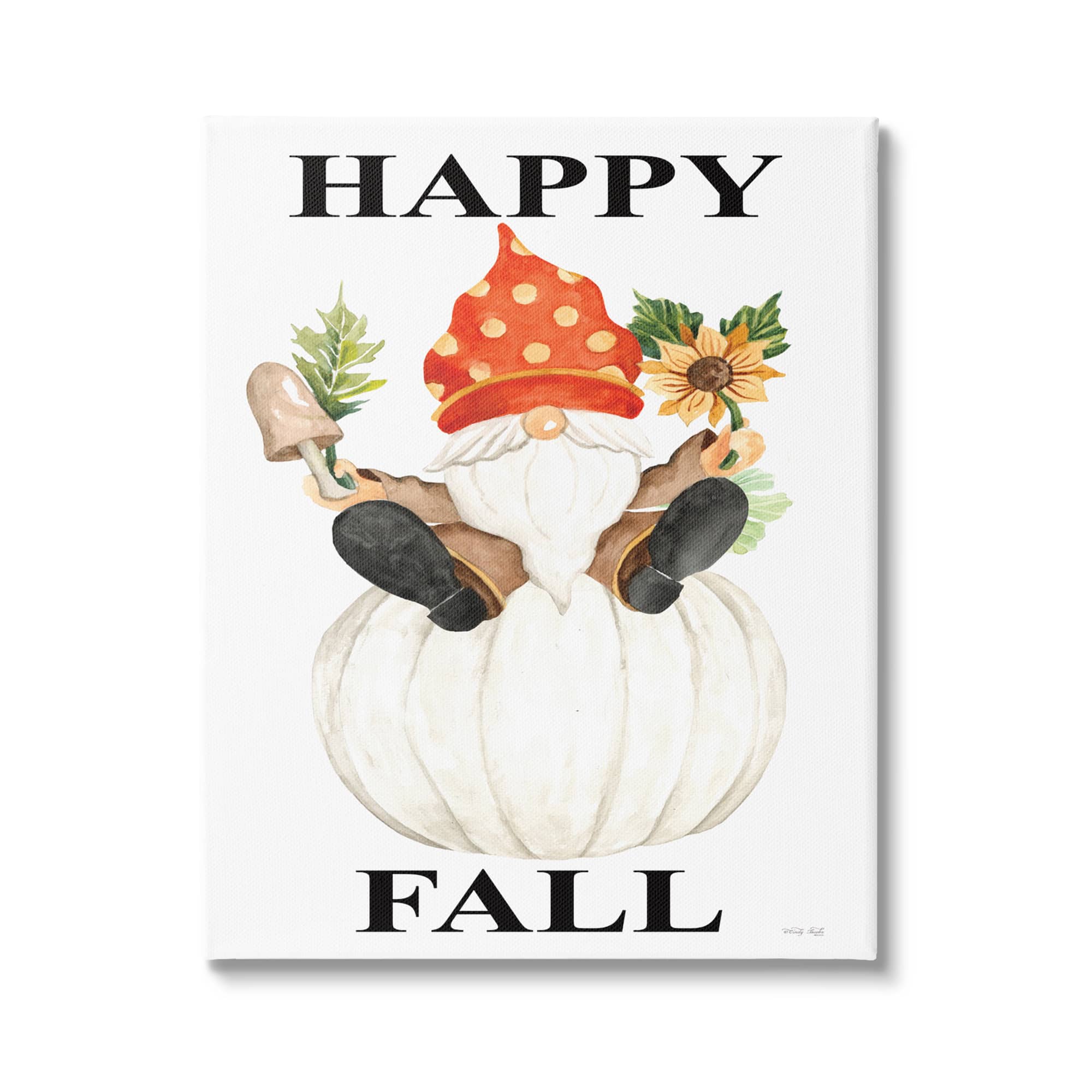 Stupell Industries Happy Fall Whimsical Gnome Canvas Wall Art
