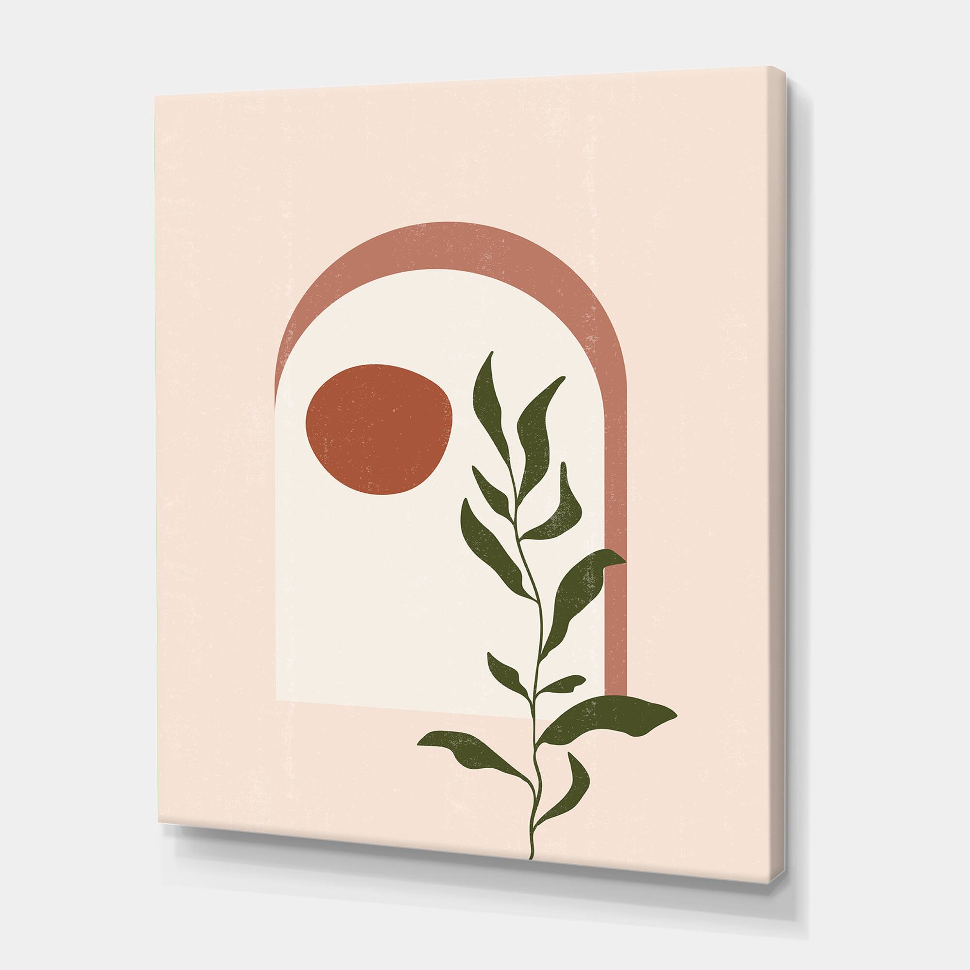 Designart - Abstract Geometrical Moon With Leaf III