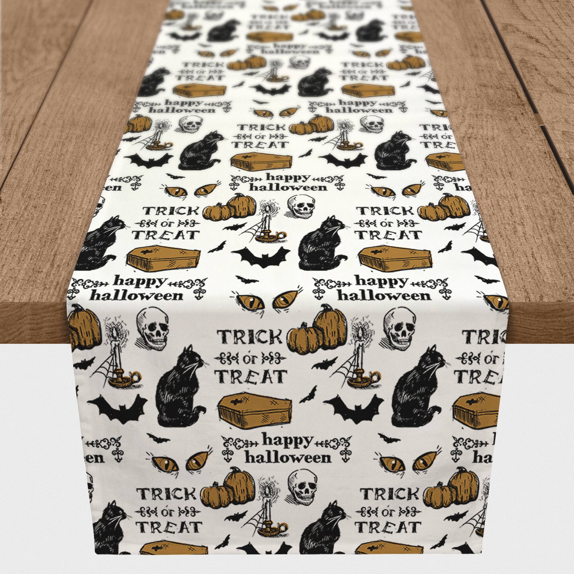 90" Vintage Halloween Pattern Table Runner