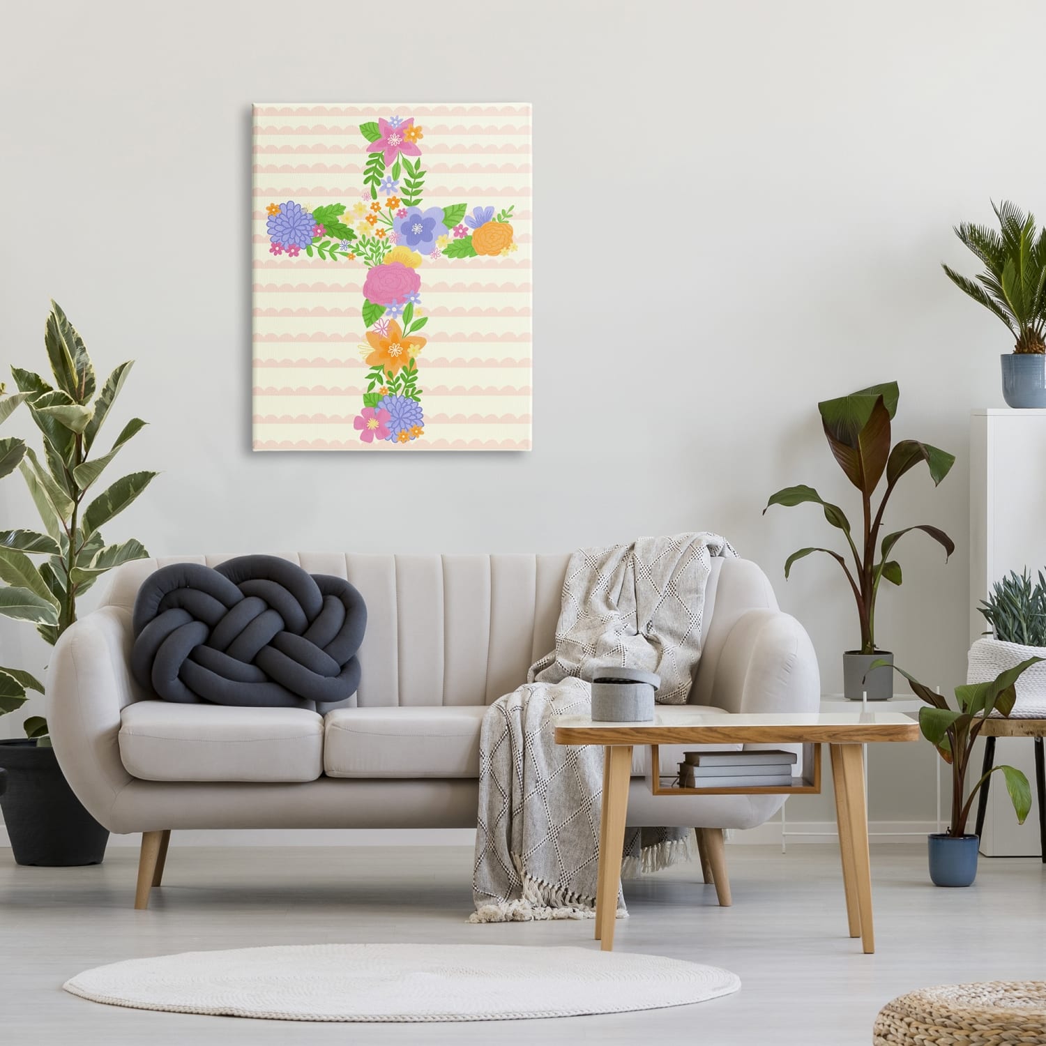 Stupell Industries Floral Cross Religious Symbol Canvas Wall Art