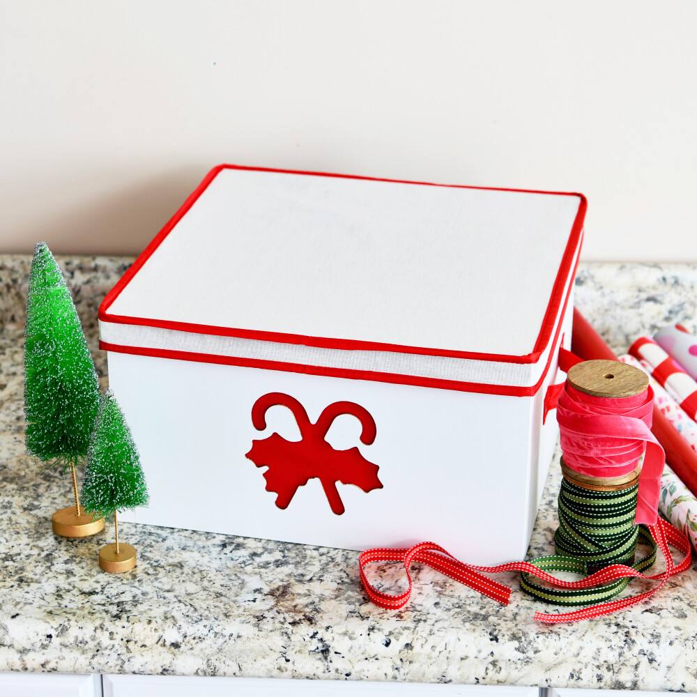 Household Essentials Red Candy Cane Storage Box