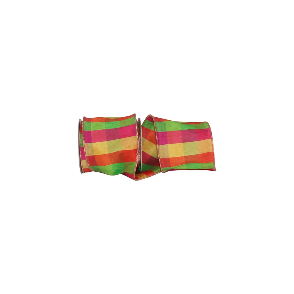 JAM Paper 4" x 10yd. Celine Burst Plaid Wired Ribbon