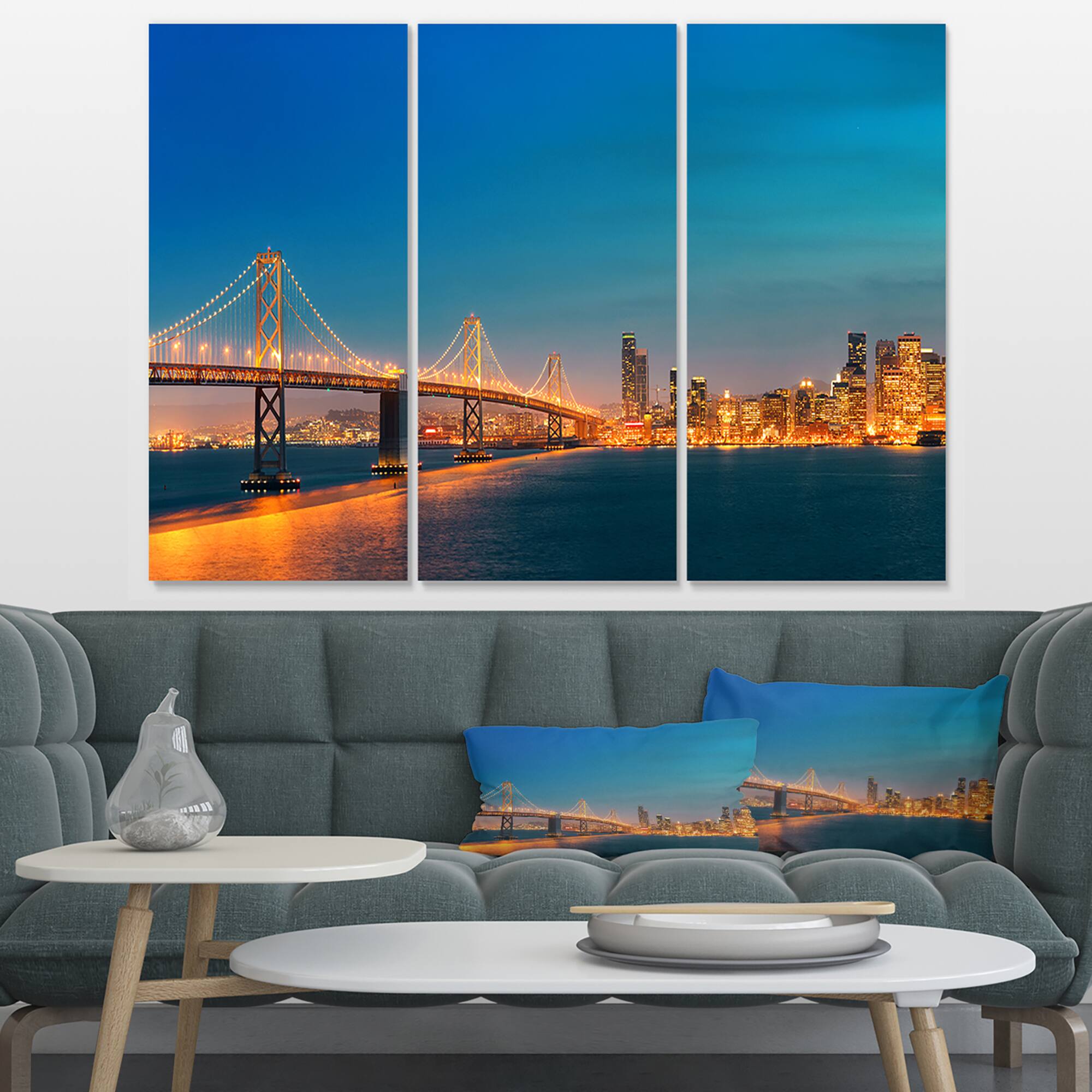 Designart - Illuminated San Francisco Skyline - Cityscape Canvas Print