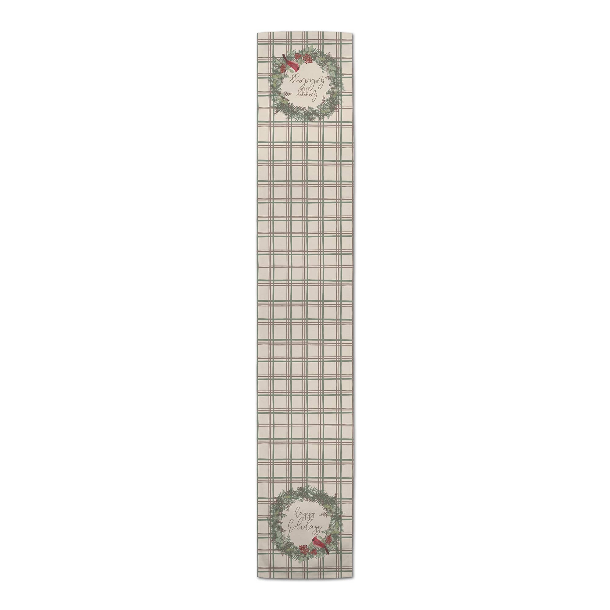 90" Happy Holidays Plaid Cotton Twill Runner