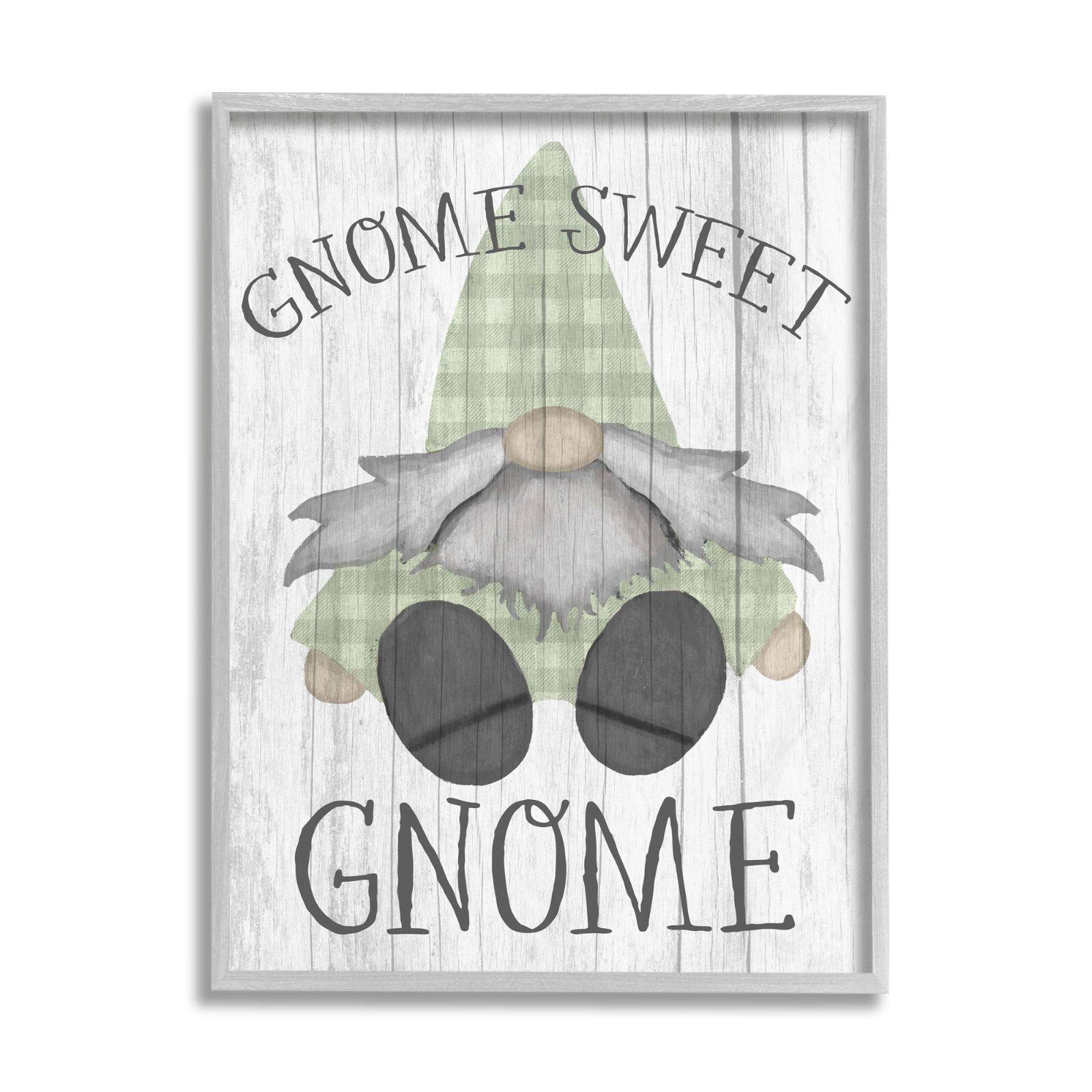 Stupell Industries Gnome Sweet Gnome in Gray Frame Wall Art