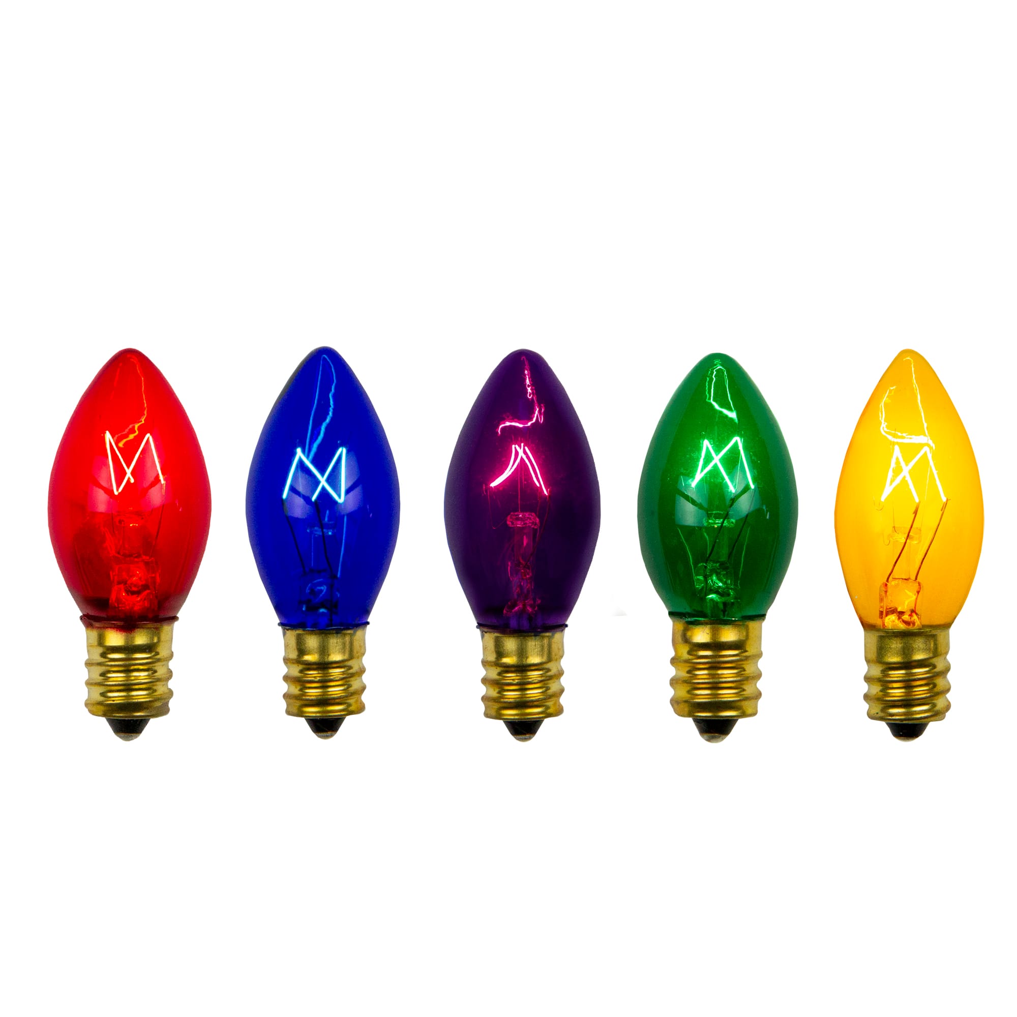 Pack of 25 Transparent C7 Multi-Color Christmas Replacement Bulbs