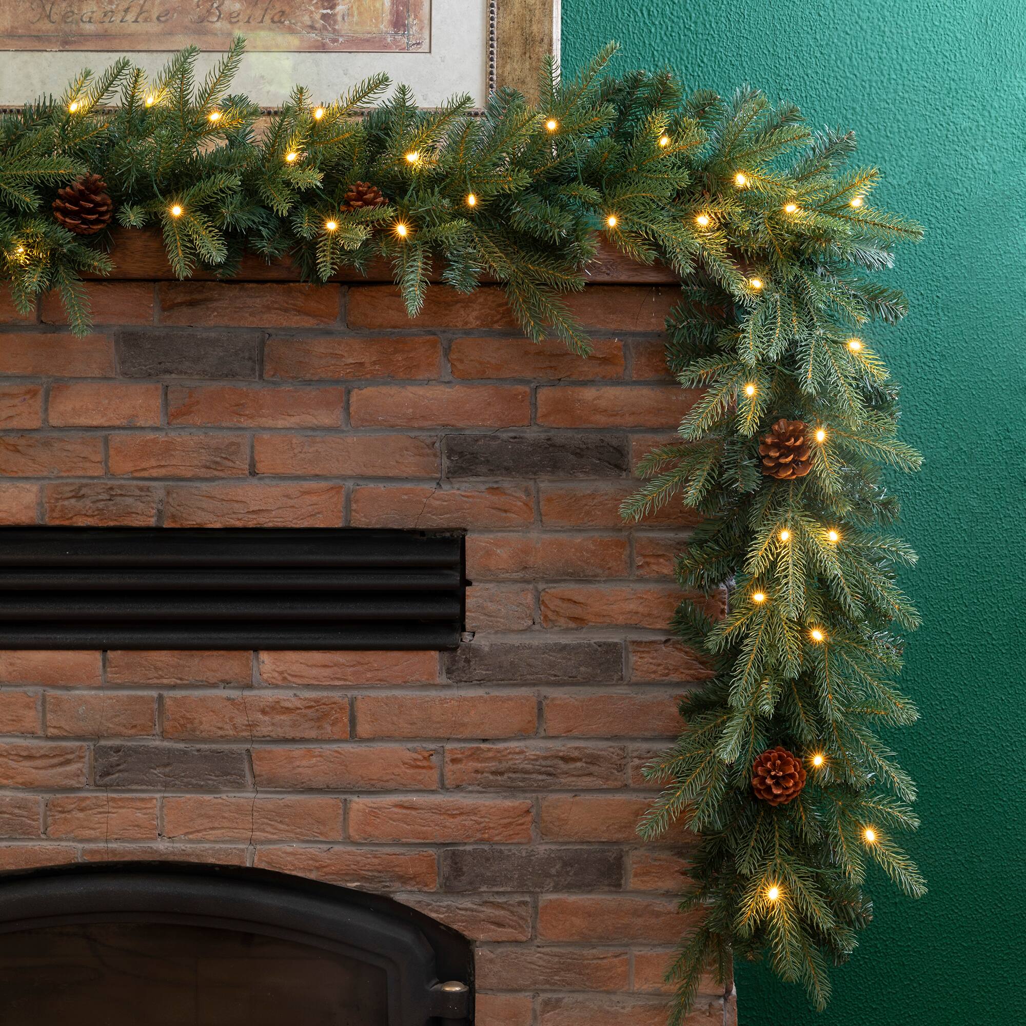 Glitzhome® 9ft. LED Greenery Pinecone Christmas Garlands, 2ct.