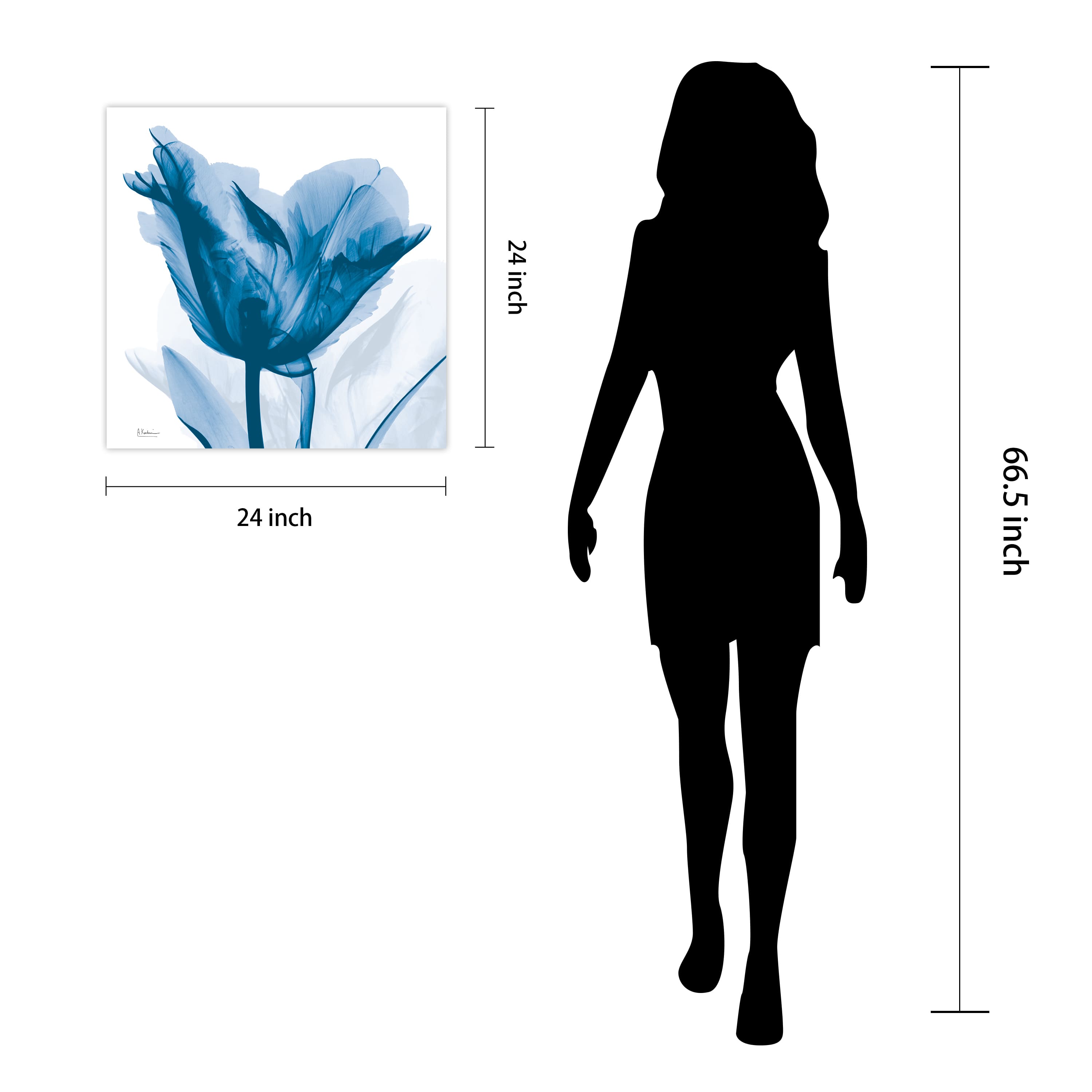 Empire Art Direct 24" x 24" Lusty Blue Tulip Frameless Free Floating Printed Tempered Glass Wall Art