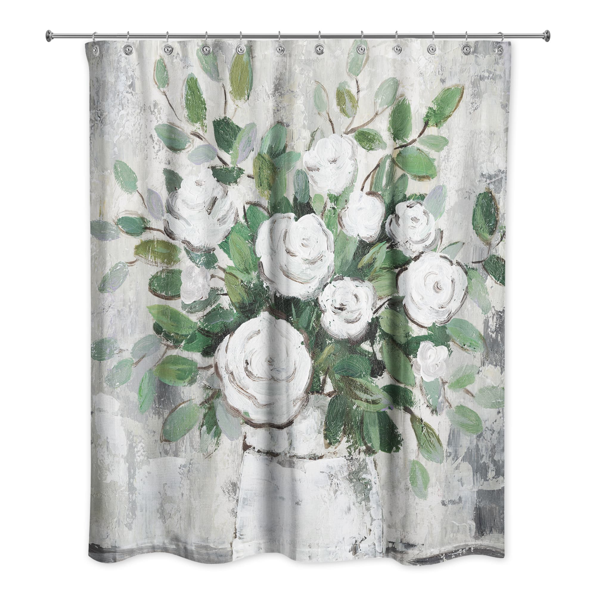 White Roses 71" x 74" Shower Curtain