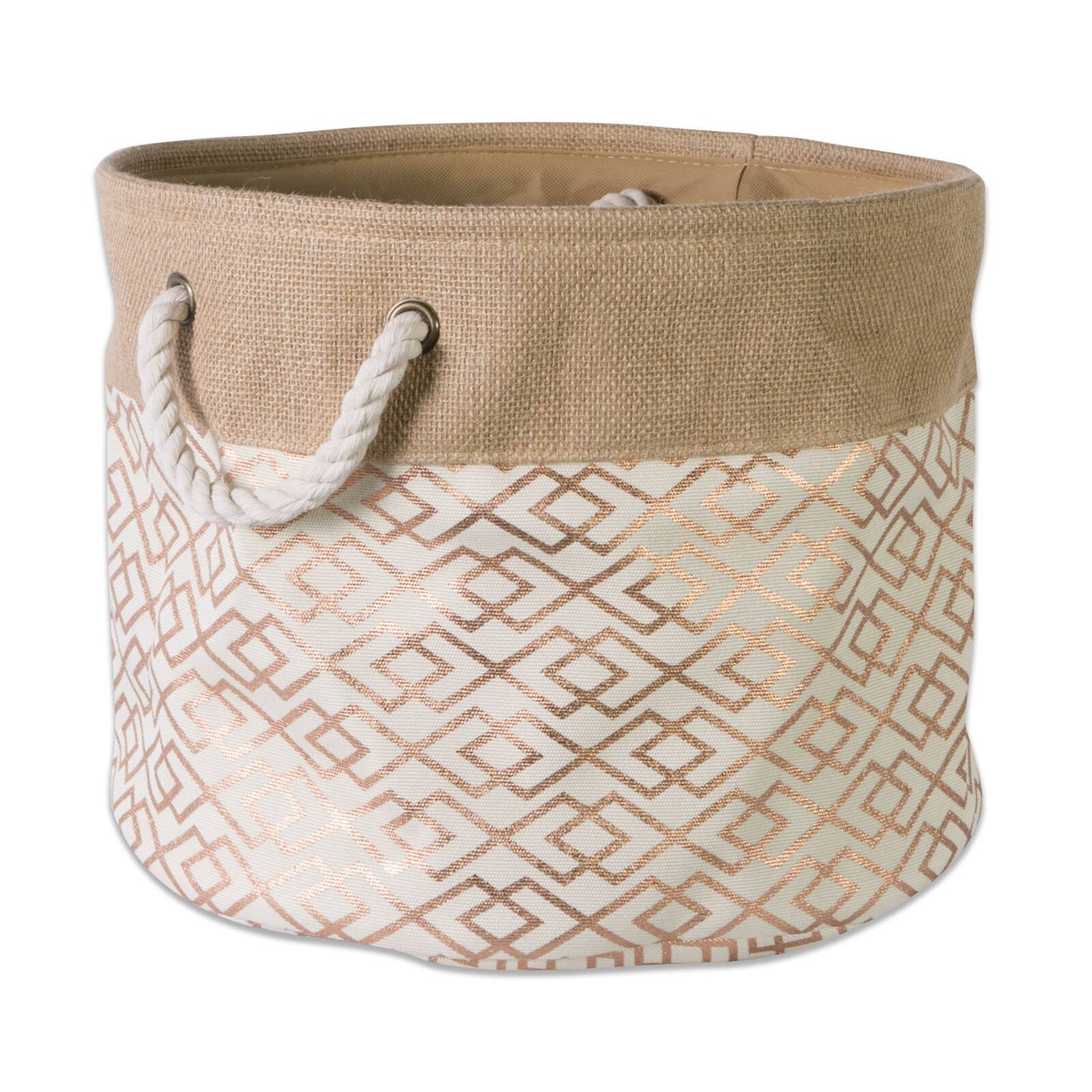 Small Bronze Burlap Diamond Round Bin