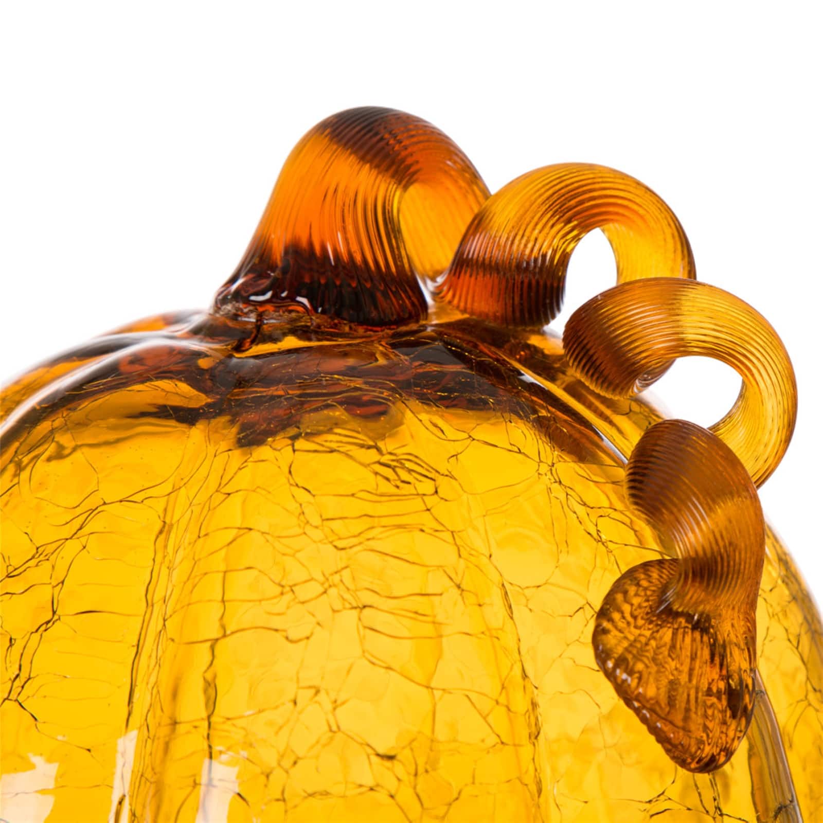 Glitzhome® Crackle Glass Pumpkin, Amber