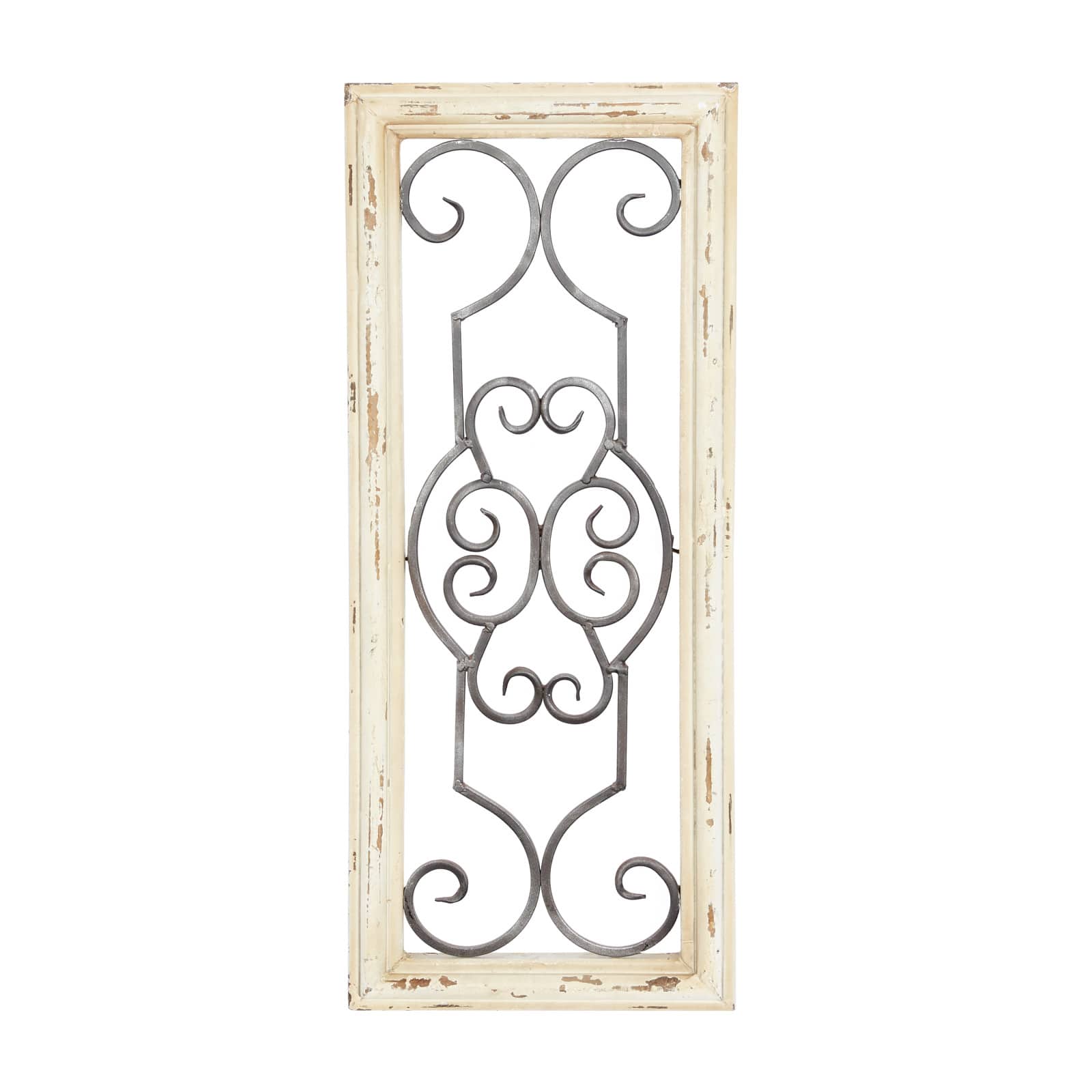 25" White Farmhouse Ornamental Wood & Metal Wall Décor