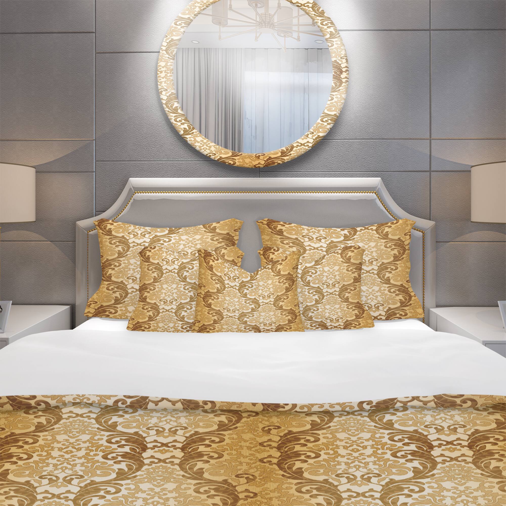 Designart 'Damask pattern' Mid-Century Modern Bedding Set - Duvet Cover & Shams