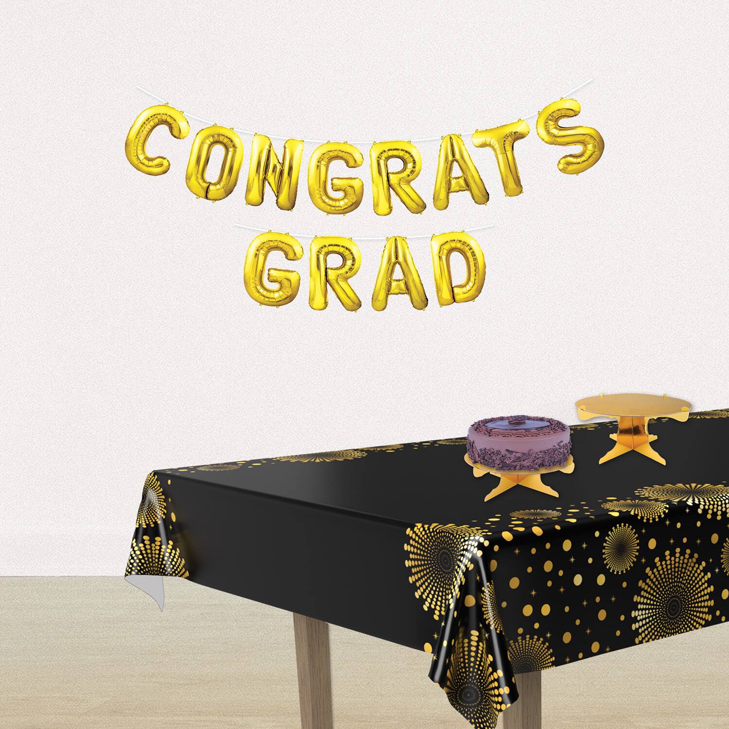 Beistle 12ft. Gold Congrats Grad Balloon Streamers, 2ct.