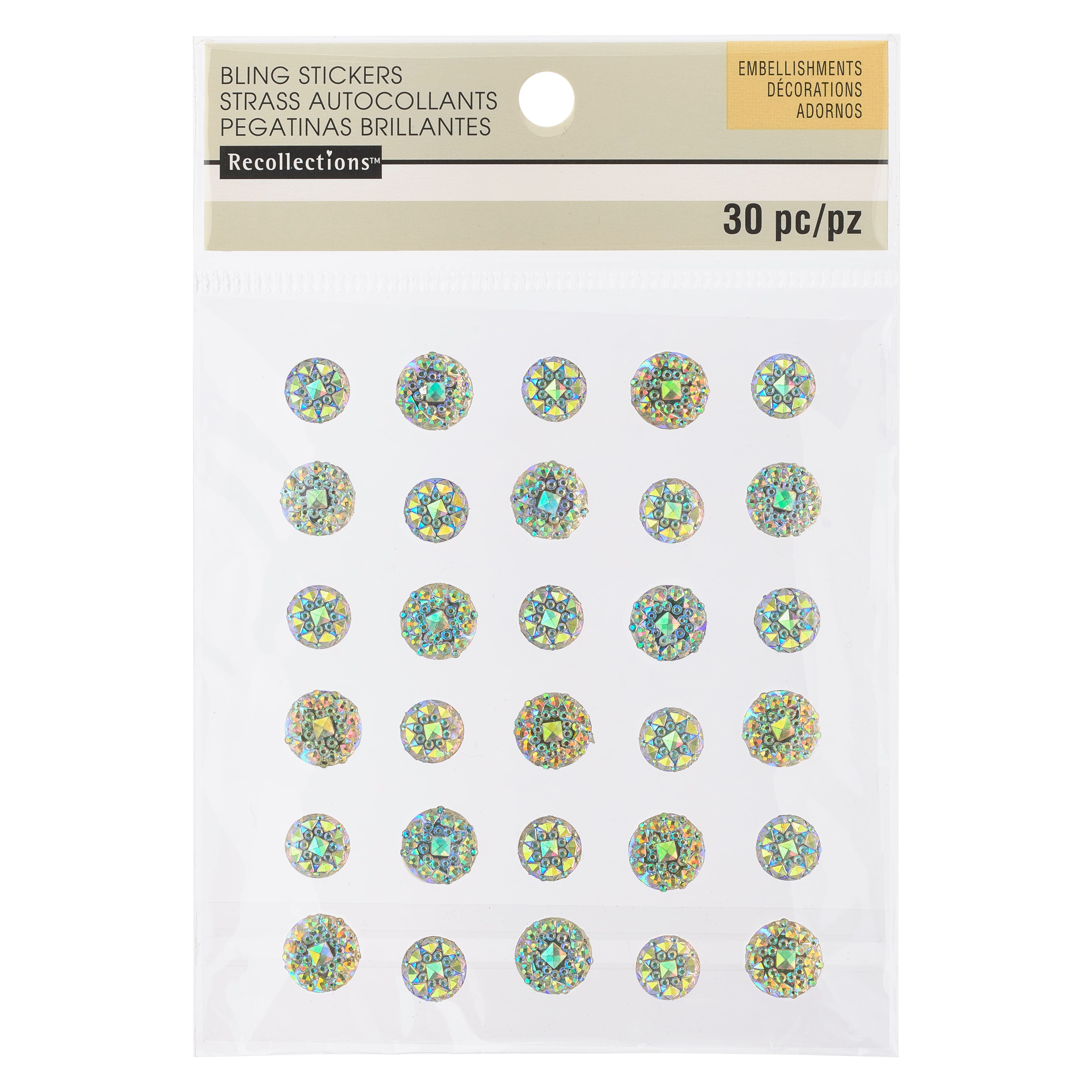 12 Packs: 30 ct. (360 total) Iridescent Rhinestone Stickers by Recollections™