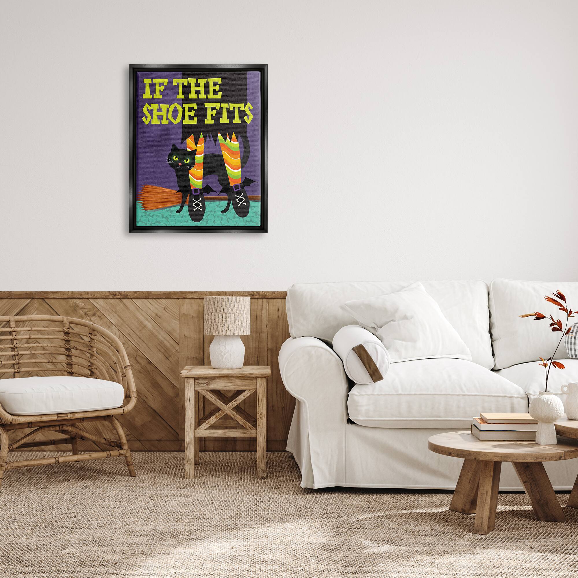 Stupell Industries If The Shoe Fits Witch Framed Floater Canvas Wall Art