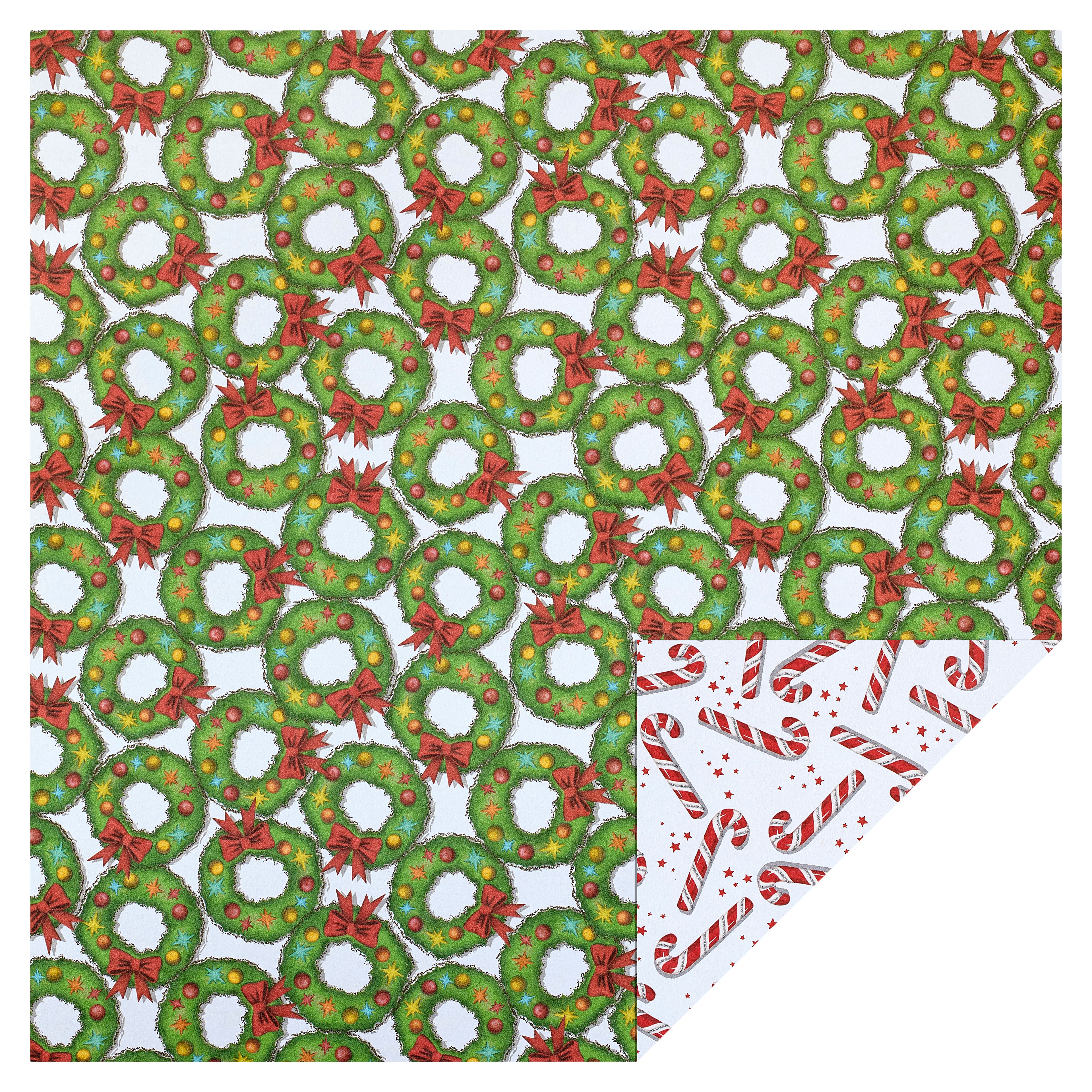 24 Pack: Candy Cane & Wreath Paper by Recollections™, 12" x 12"