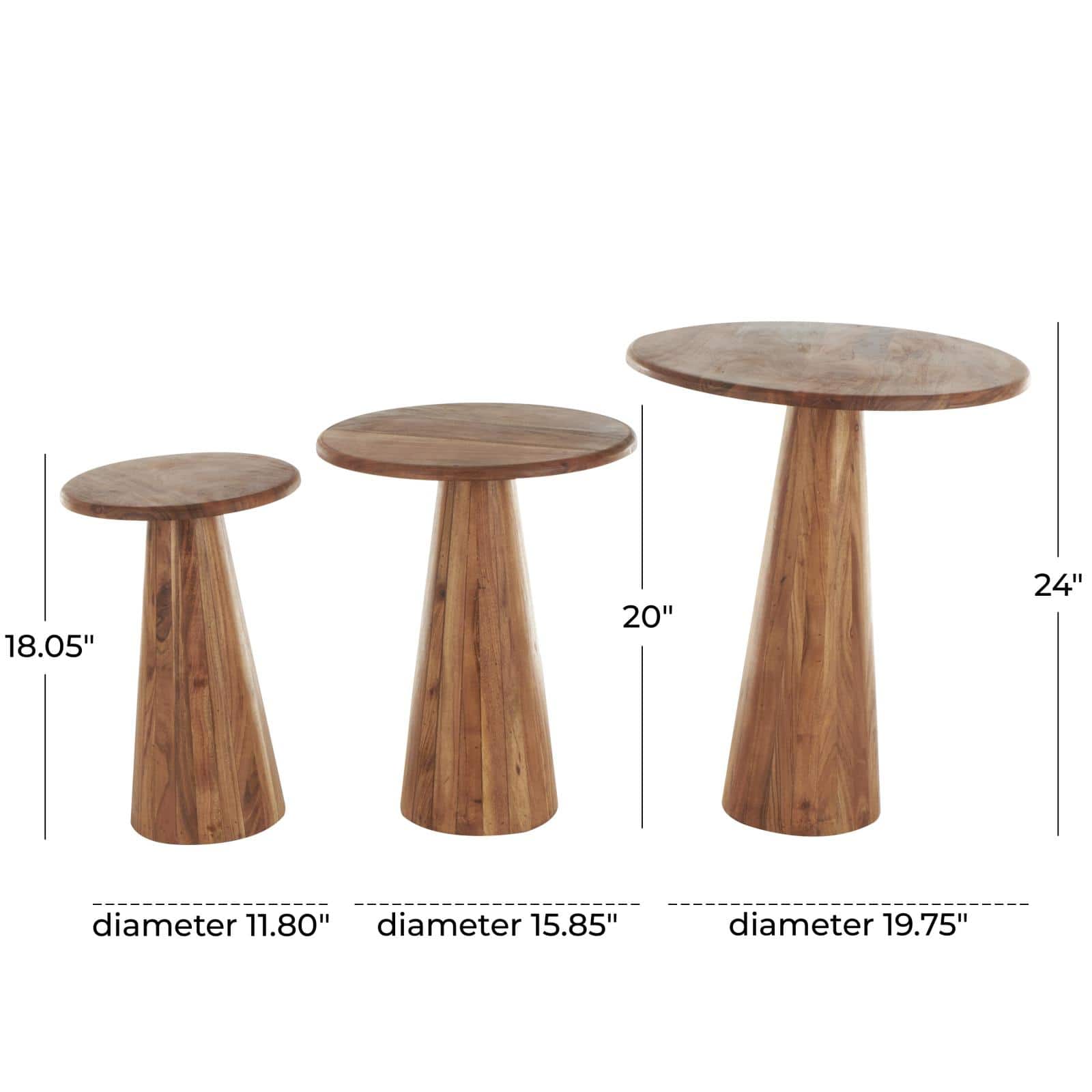 Brown Wood Side End Accent Table Set