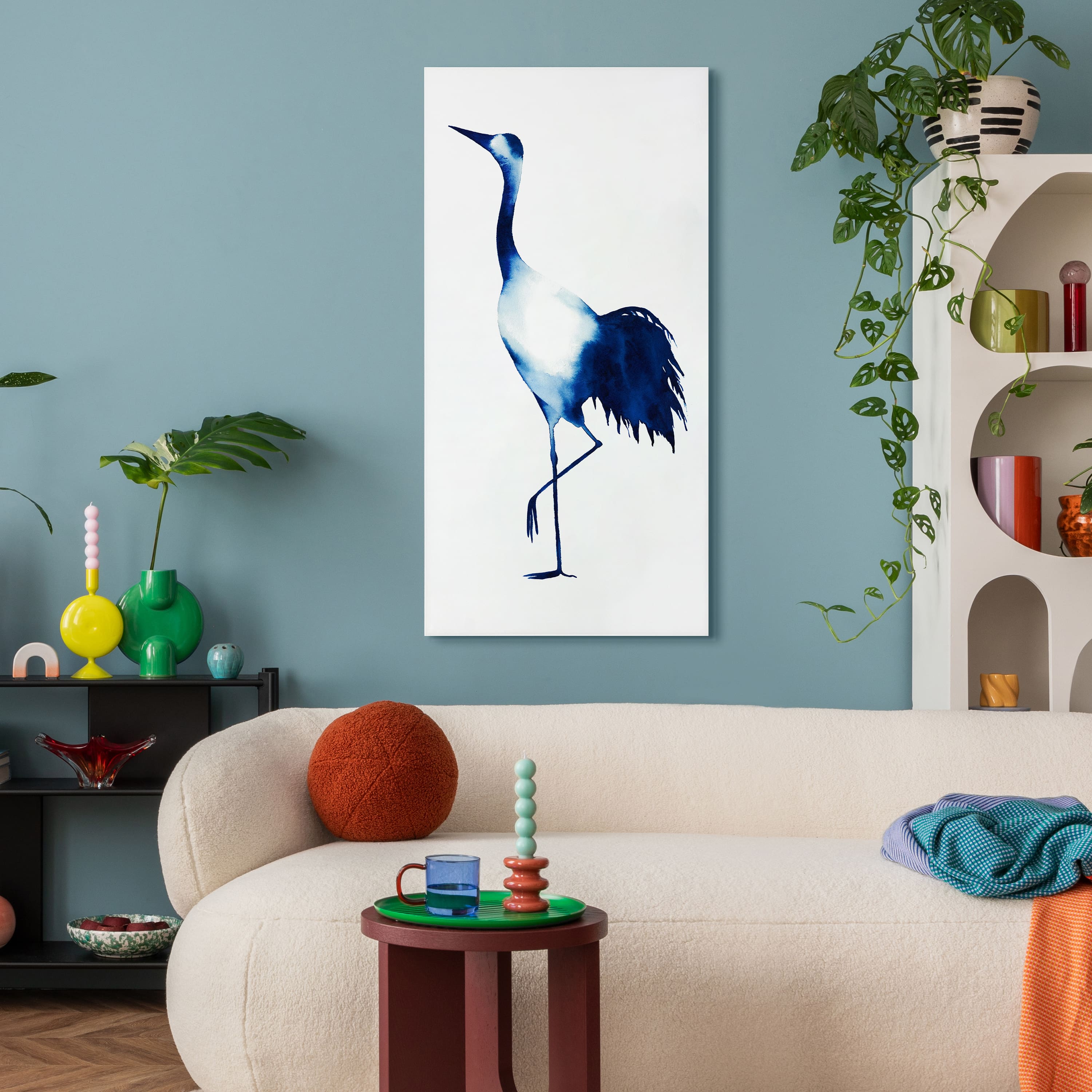 Empire Art Direct 24" x 48" Ink Drop Crane 2 Frameless Free Floating Printed Tempered Glass Wall Art