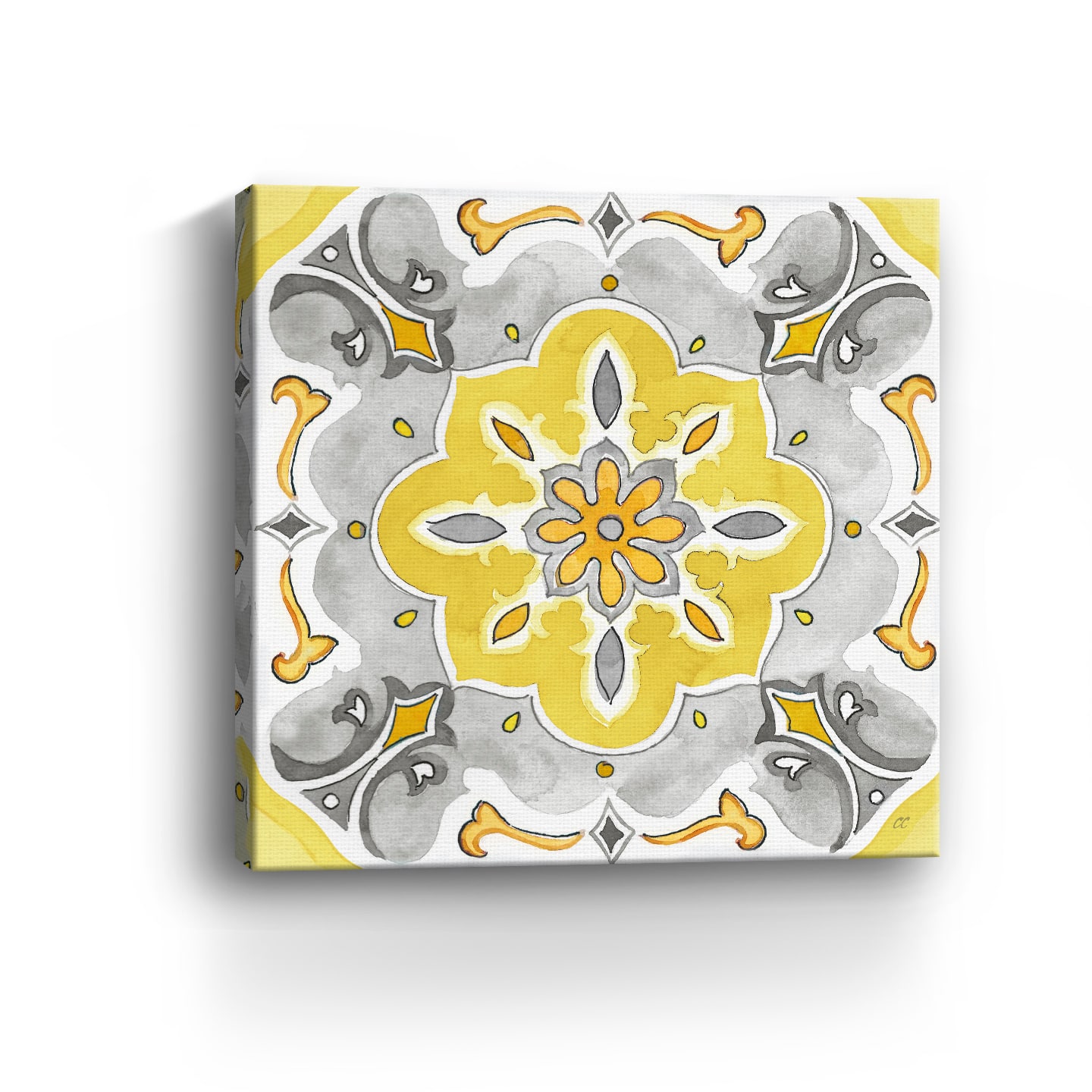 Jewel Medallion Yellow Gray III Canvas Giclee
