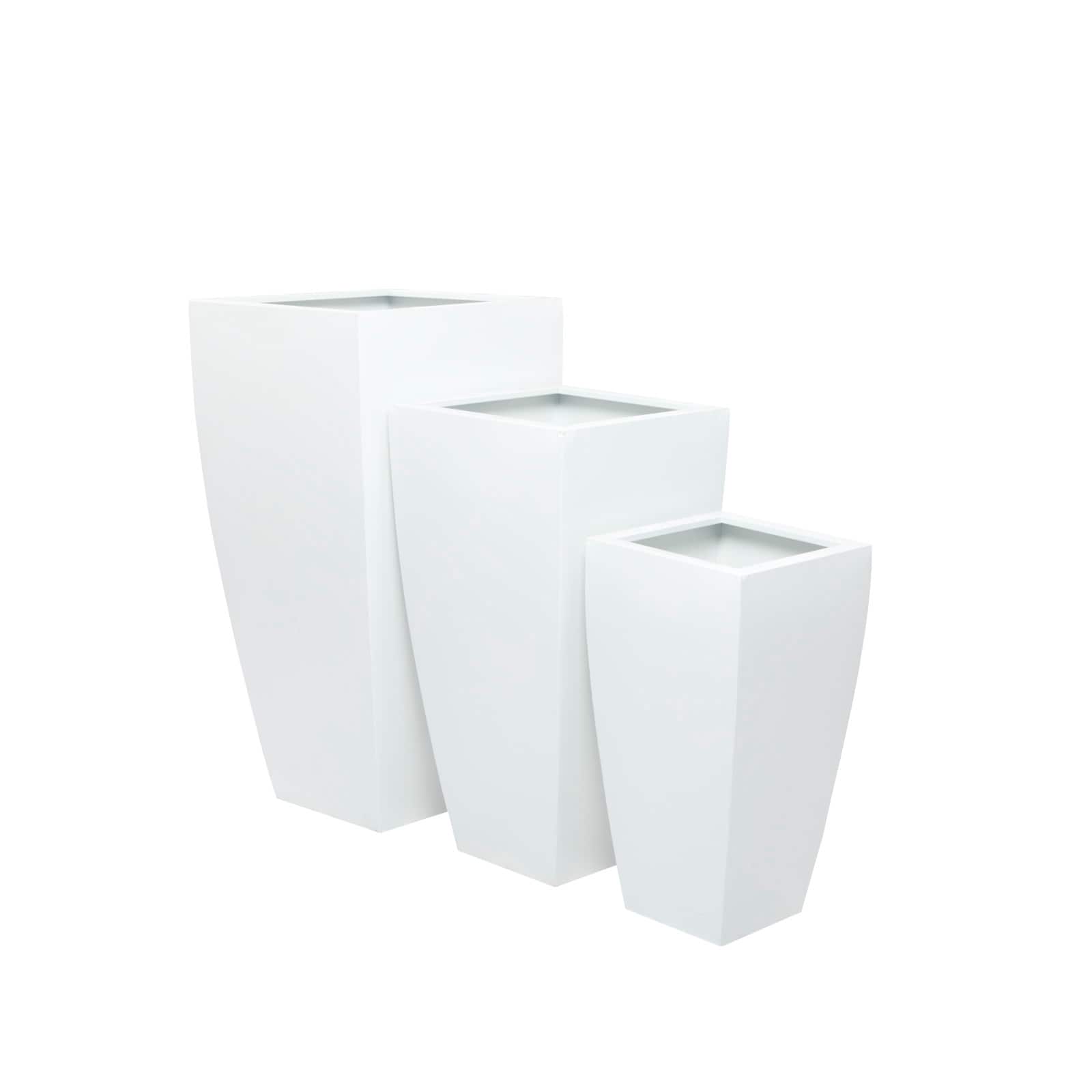 White Modern Planter, Set of 3" 30", 25", 20"