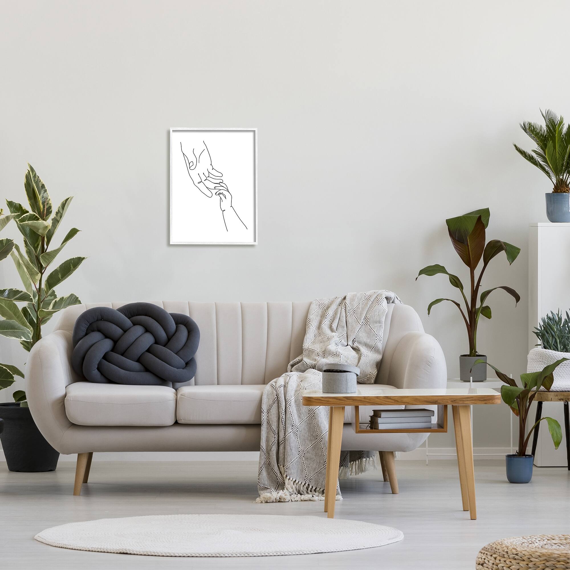Stupell Industries Baby Hands Reaching Line Drawing Framed Wall Art