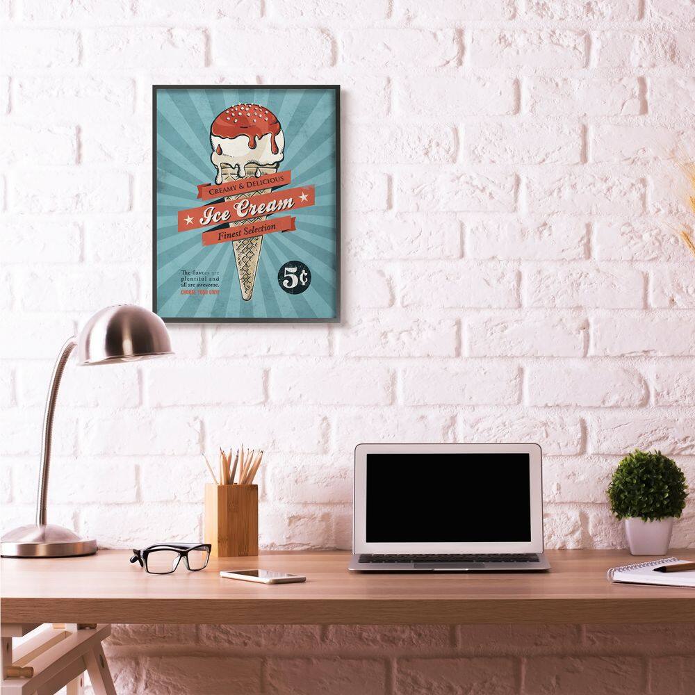 Stupell Industries Retro Ice Cream Parlor Black Framed Wall Art