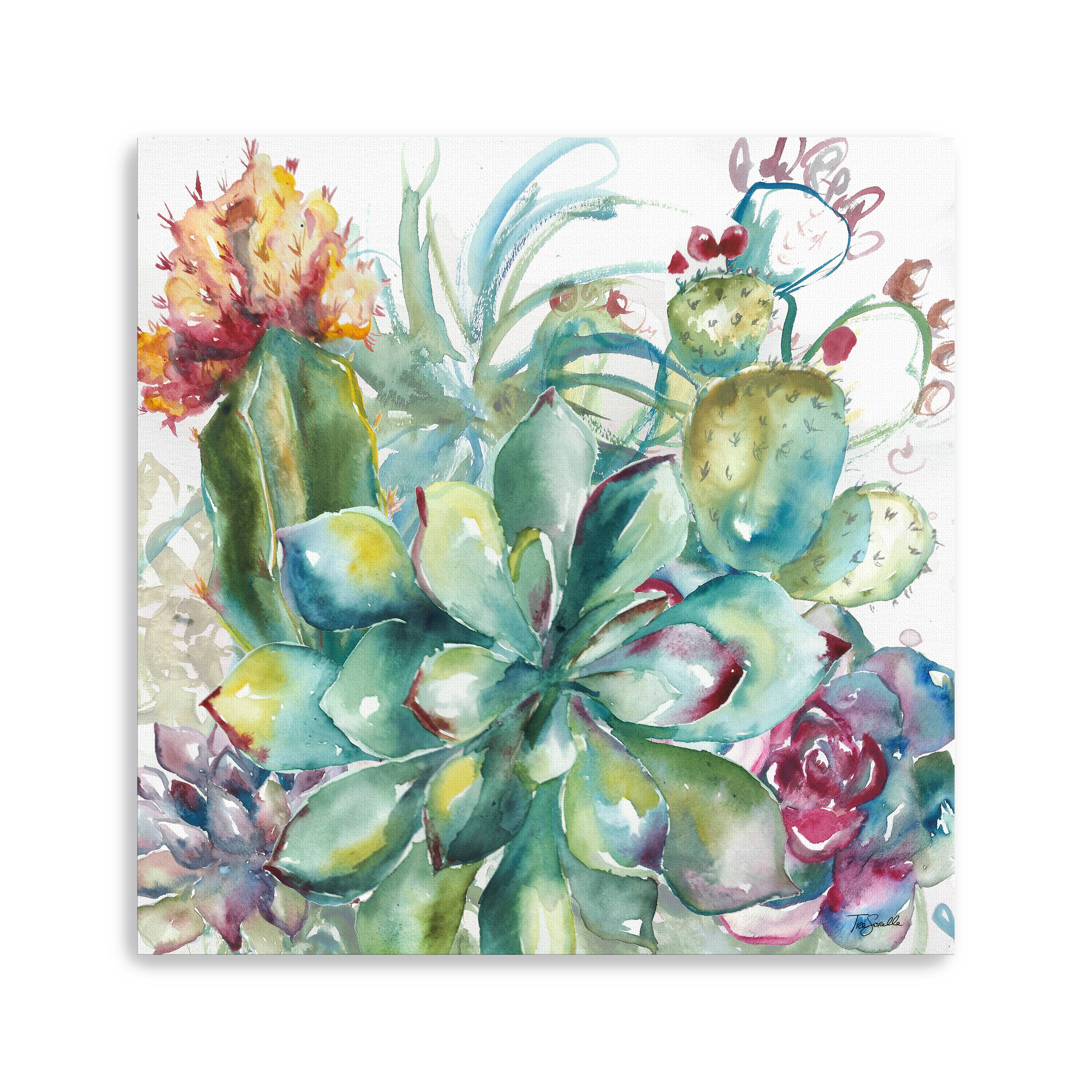 Succulent Garden Watercolor I Canvas Giclee