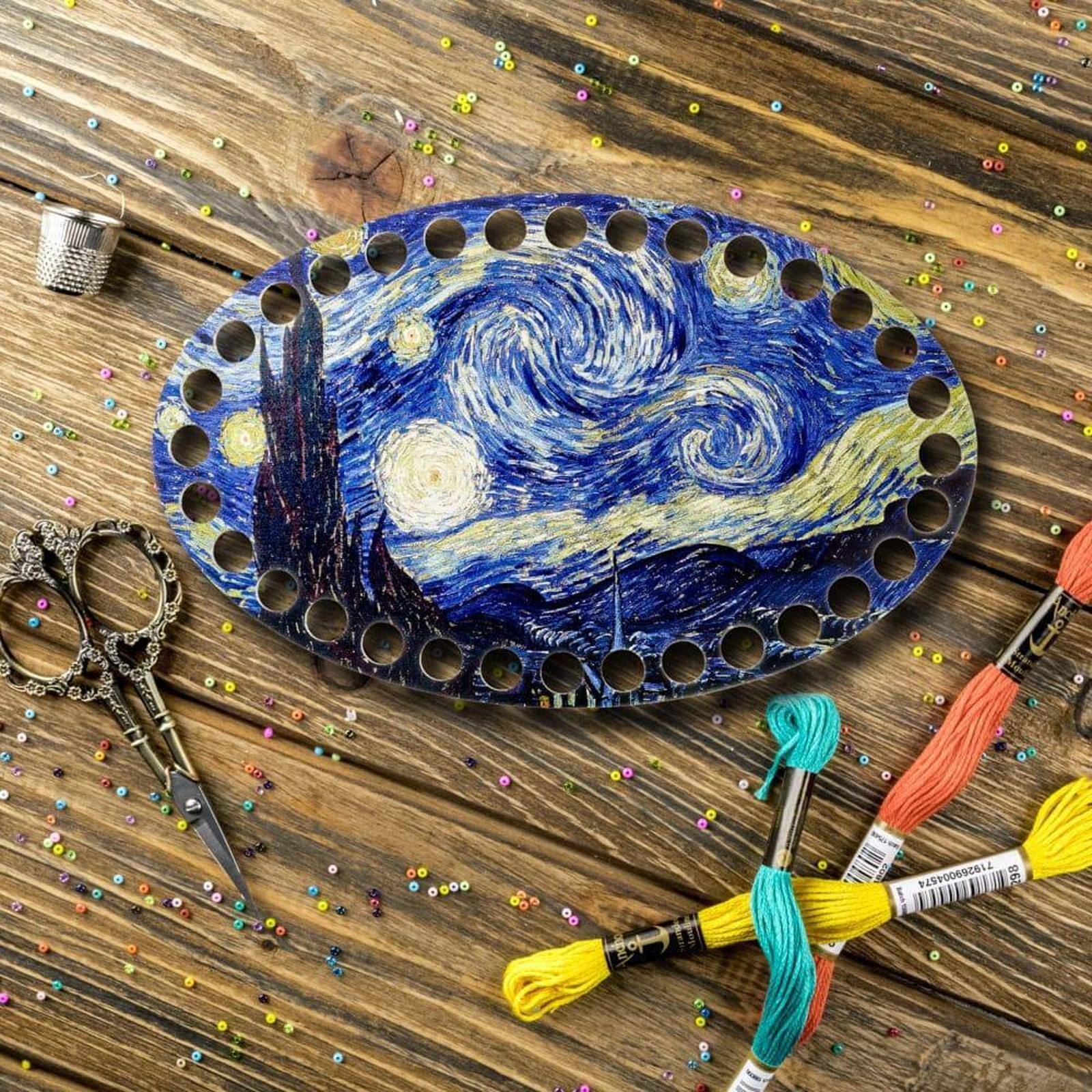 Wonderland Crafts Famous Paintings Starry Night Oval Thread Organizer