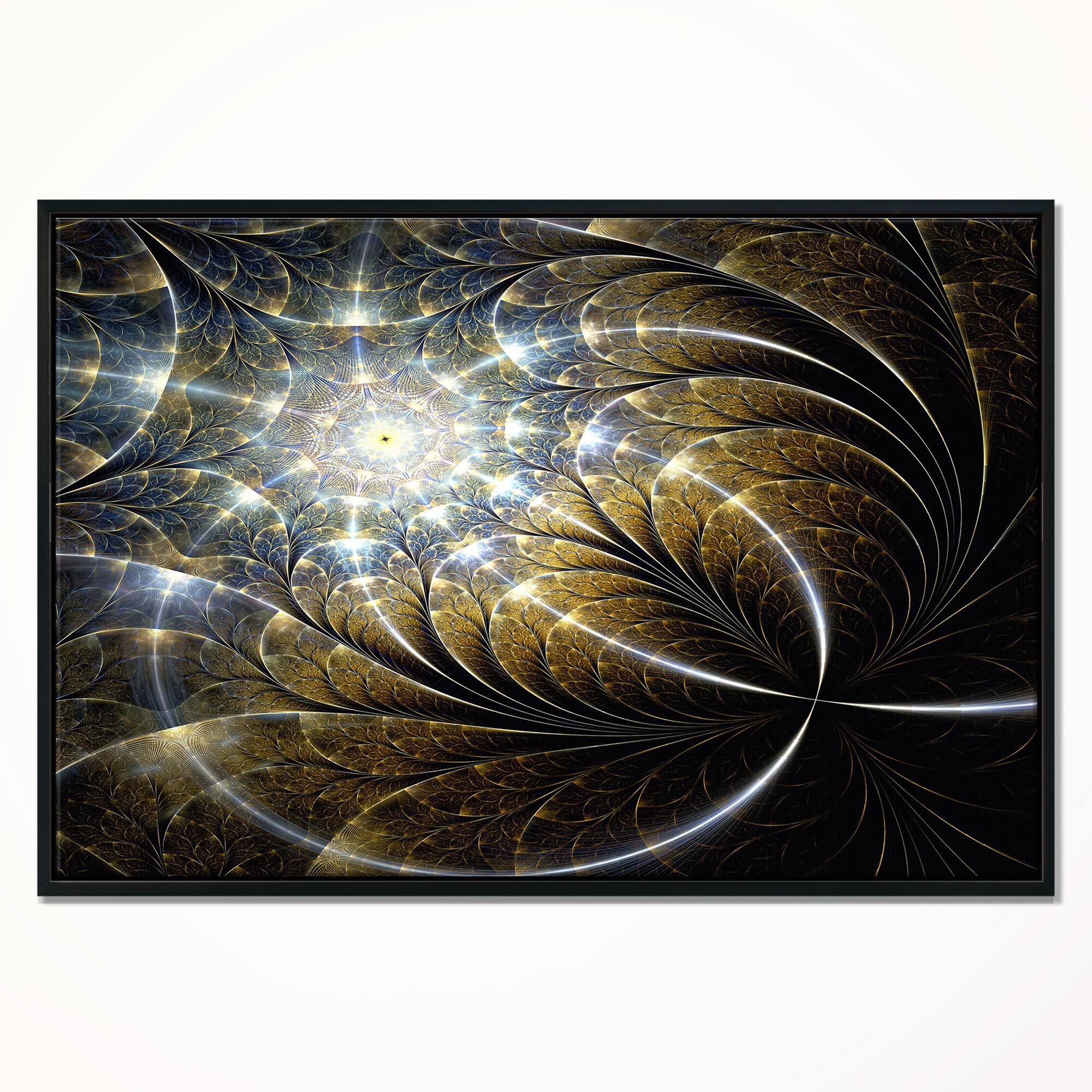 Designart - Symmetrical Dark Golden Fractal Flower