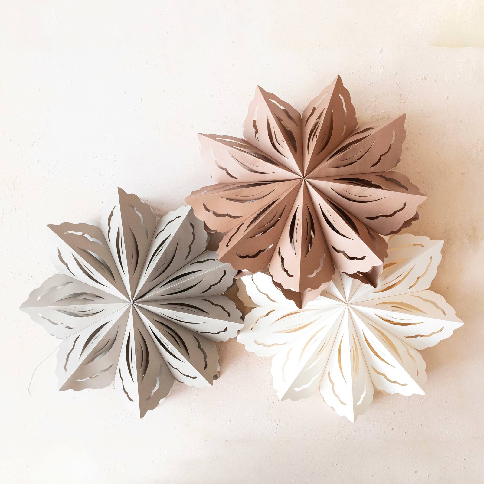 Hello Honey® 3 Pack 25" Folded Snowflake Recycled Paper Ornaments