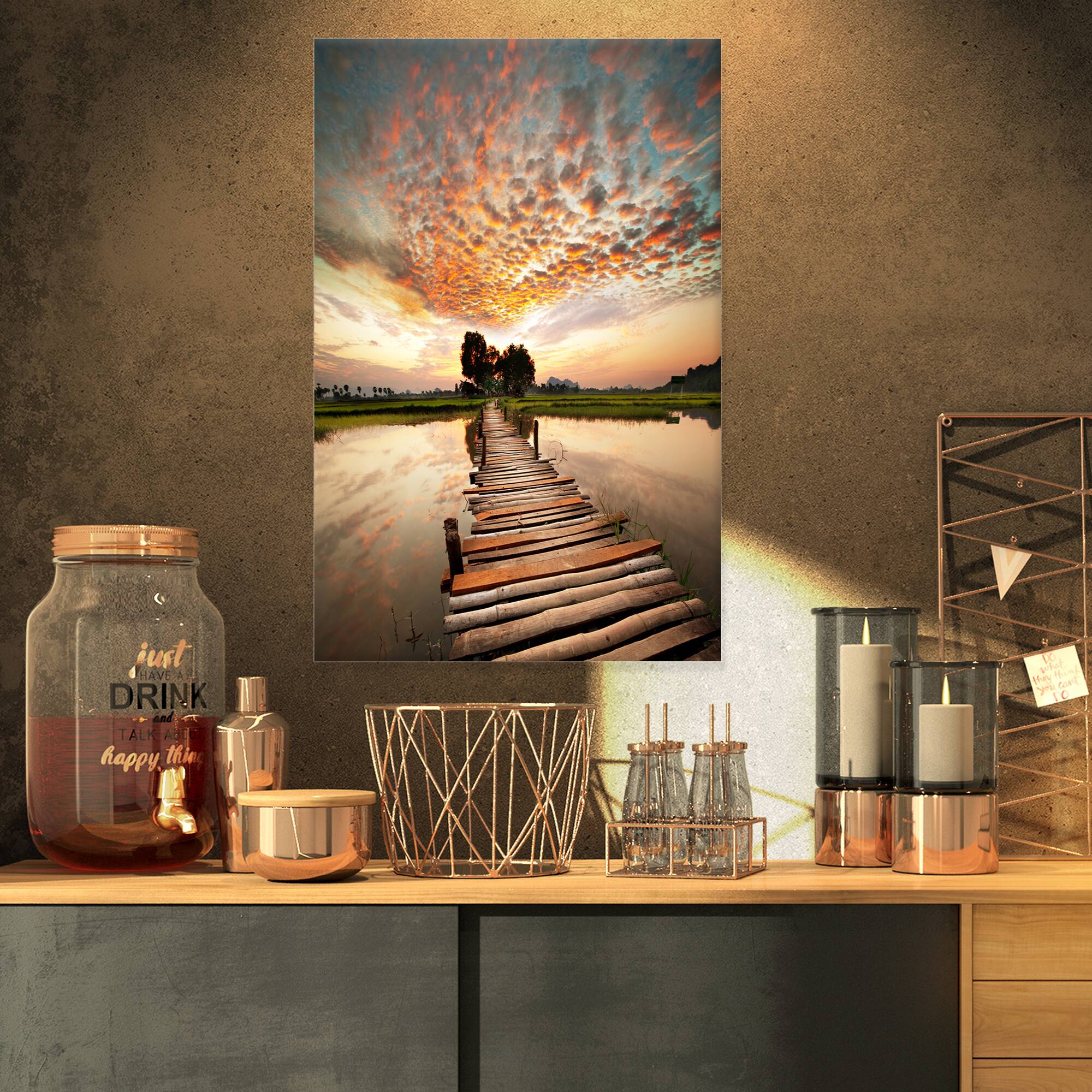 Designart - Makeshift Wooden Pier Over River