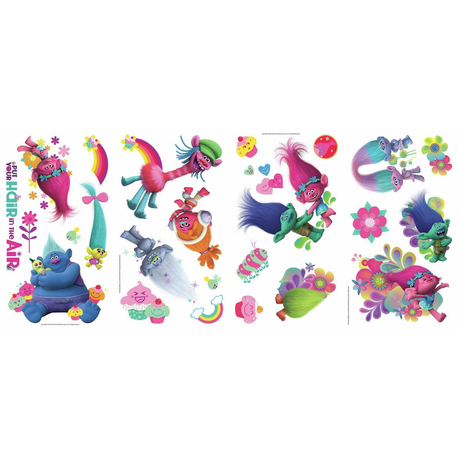 RoomMates Trolls Movie Glitter Peel & Stick Wall Decals
