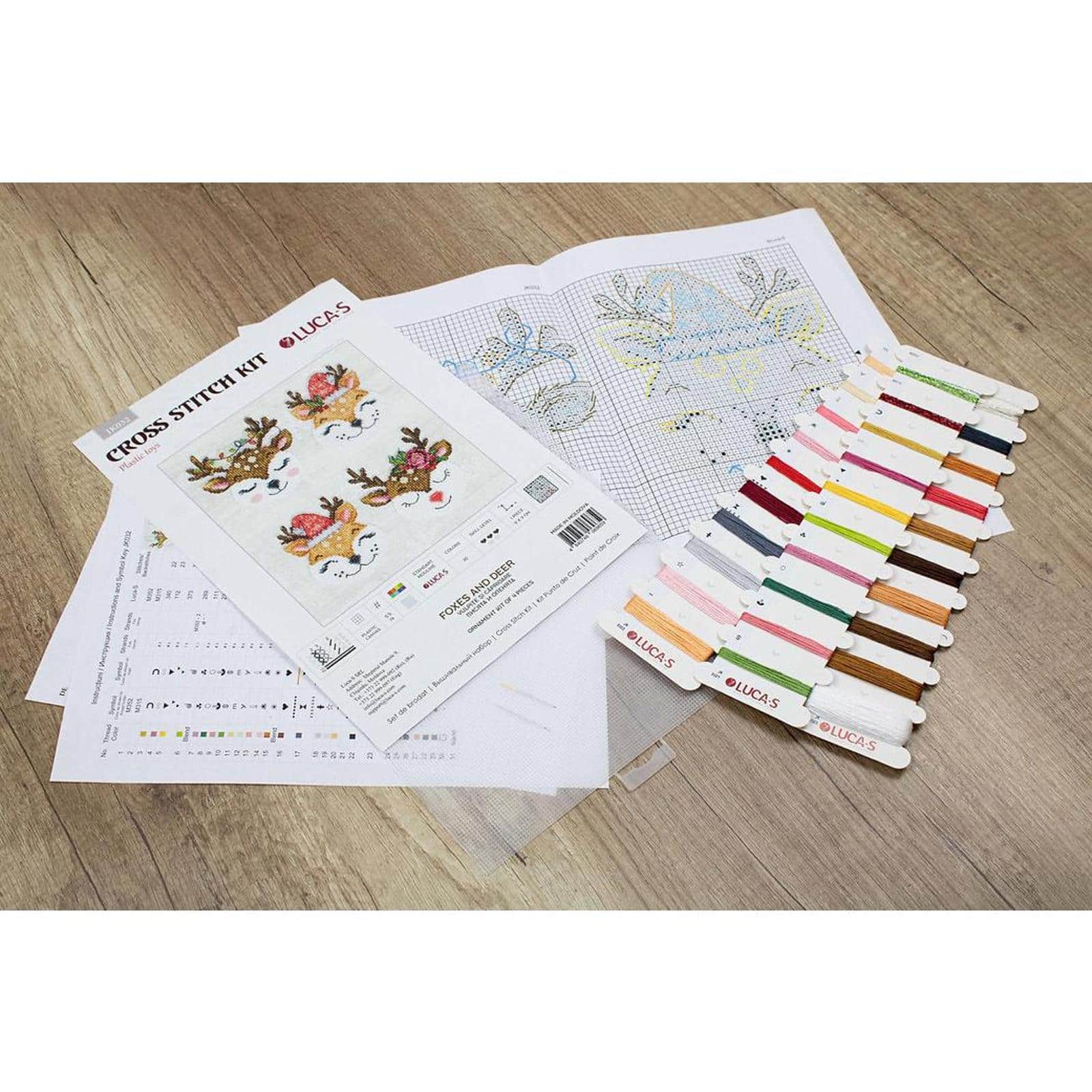 Luca-s Foxes And Deer Plastic Canvas Counted Cross Stitch Kit