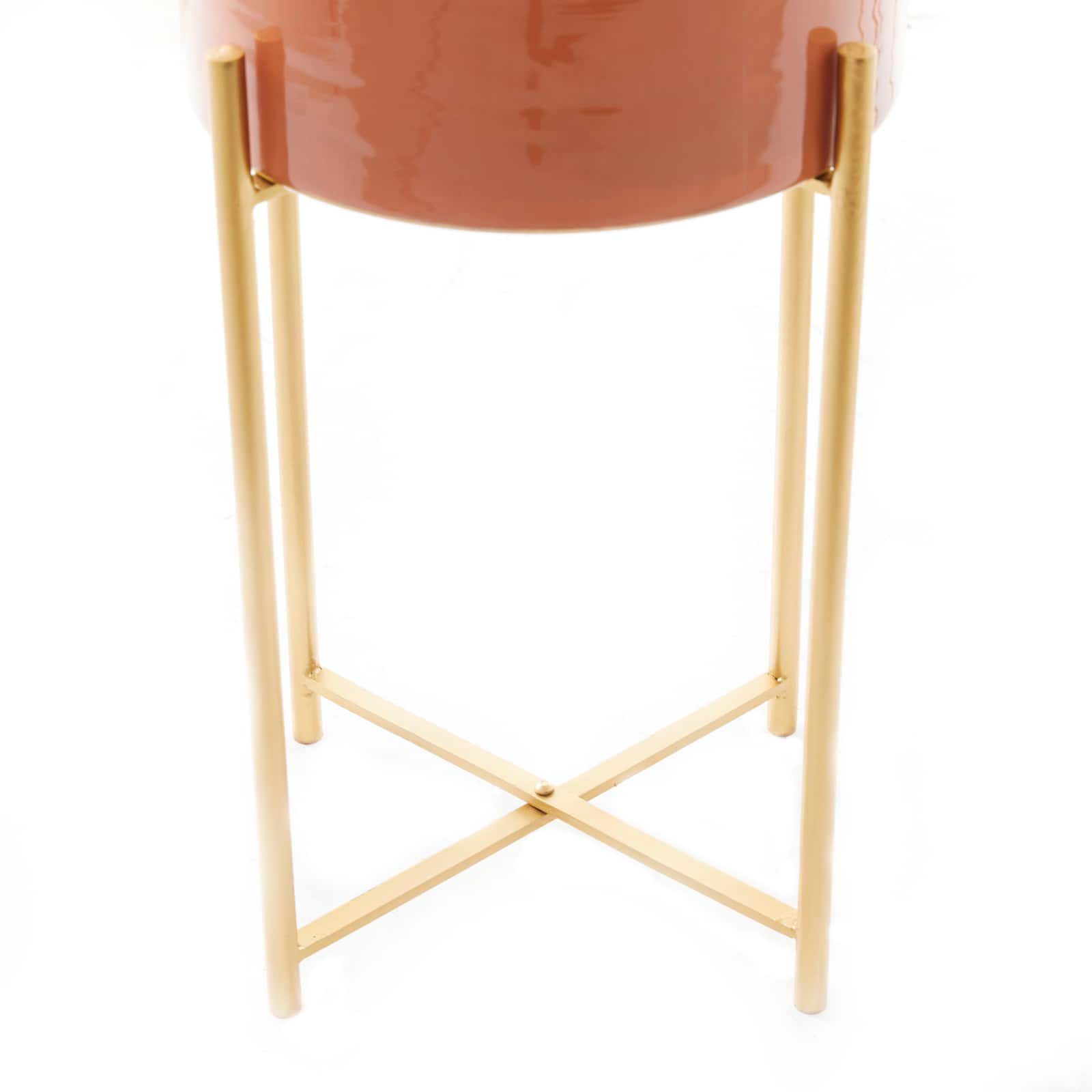 CosmoLiving by Cosmopolitan Set of 2 Orange Iron Contemporary Planter, 24" x 12" x 15"