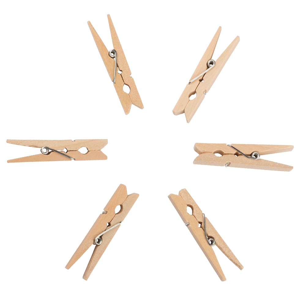 JAM Paper 2" Natural Wood Clip Clothespins, 24ct.