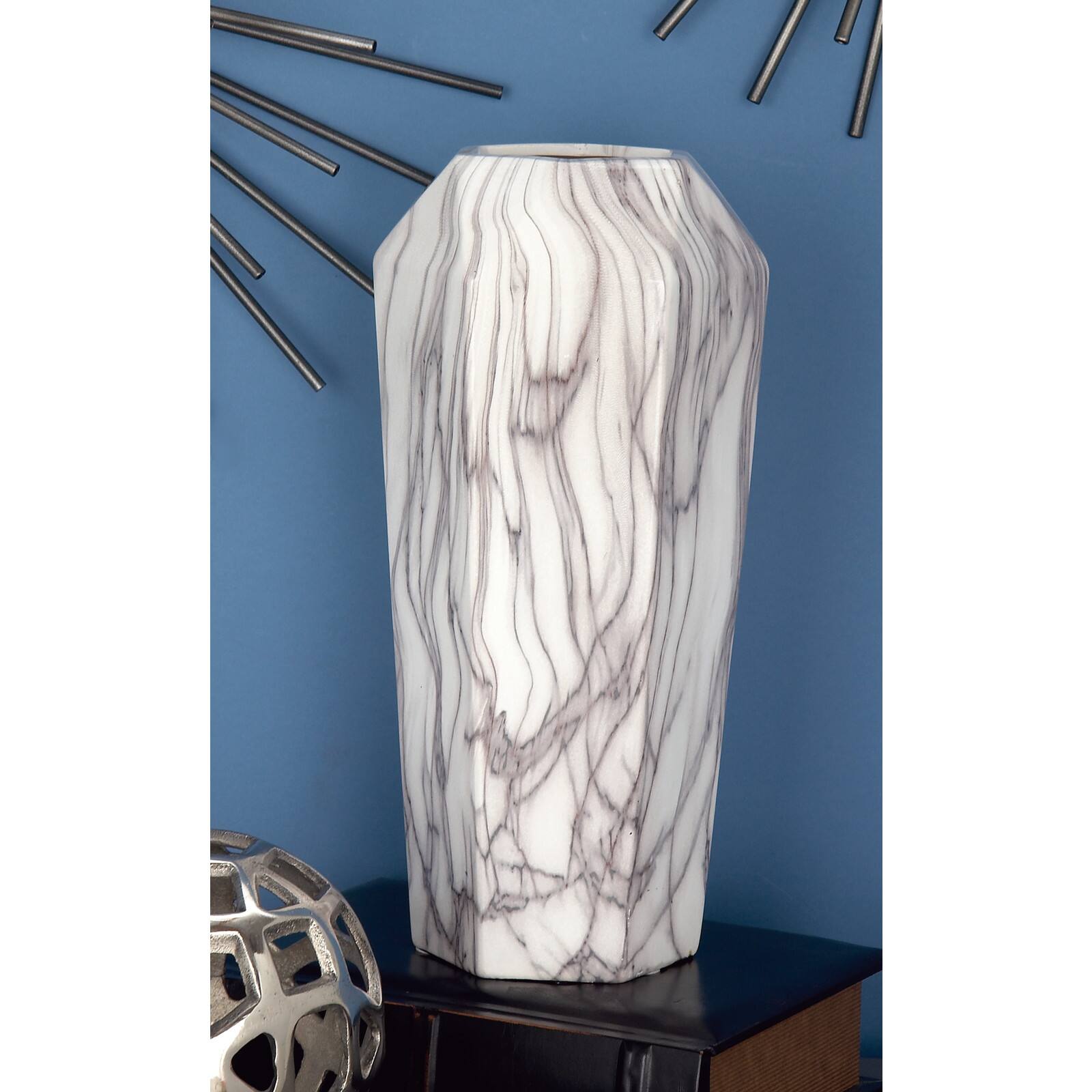14" White Ceramic Contemporary Vase