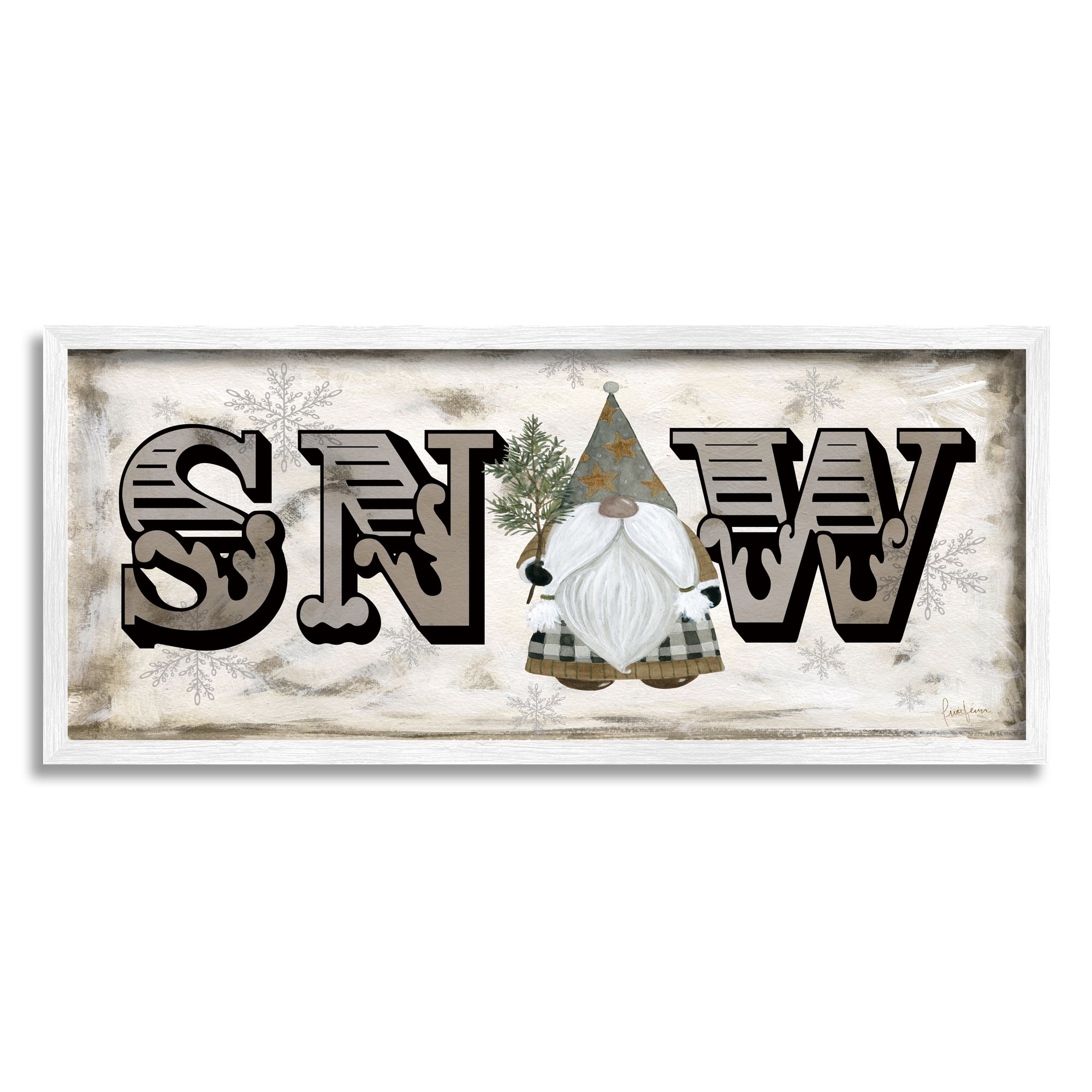 Stupell Industries Winter Snow Holiday Gnome Framed Giclee Art