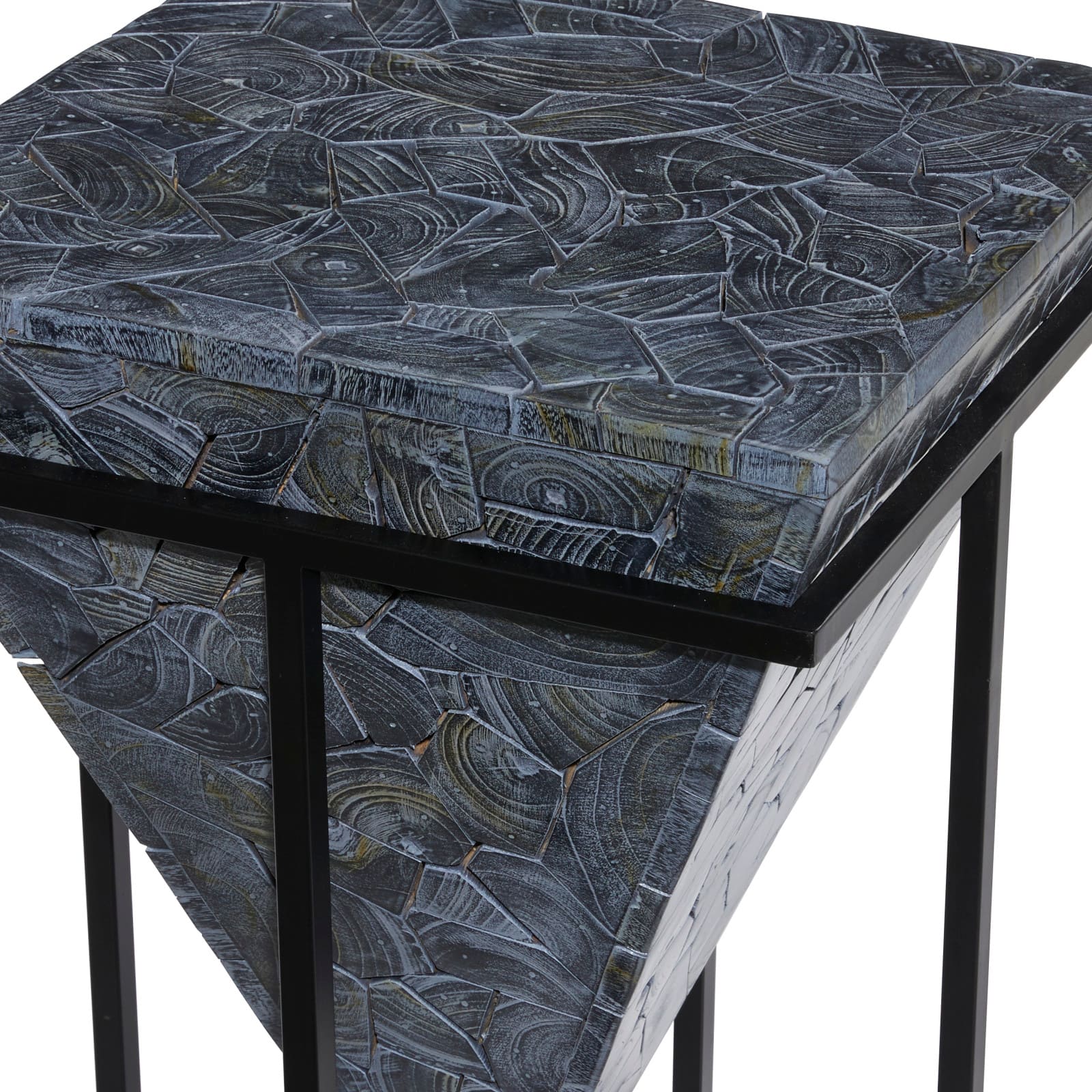 22" Gray Teak Wood Contemporary Accent Table
