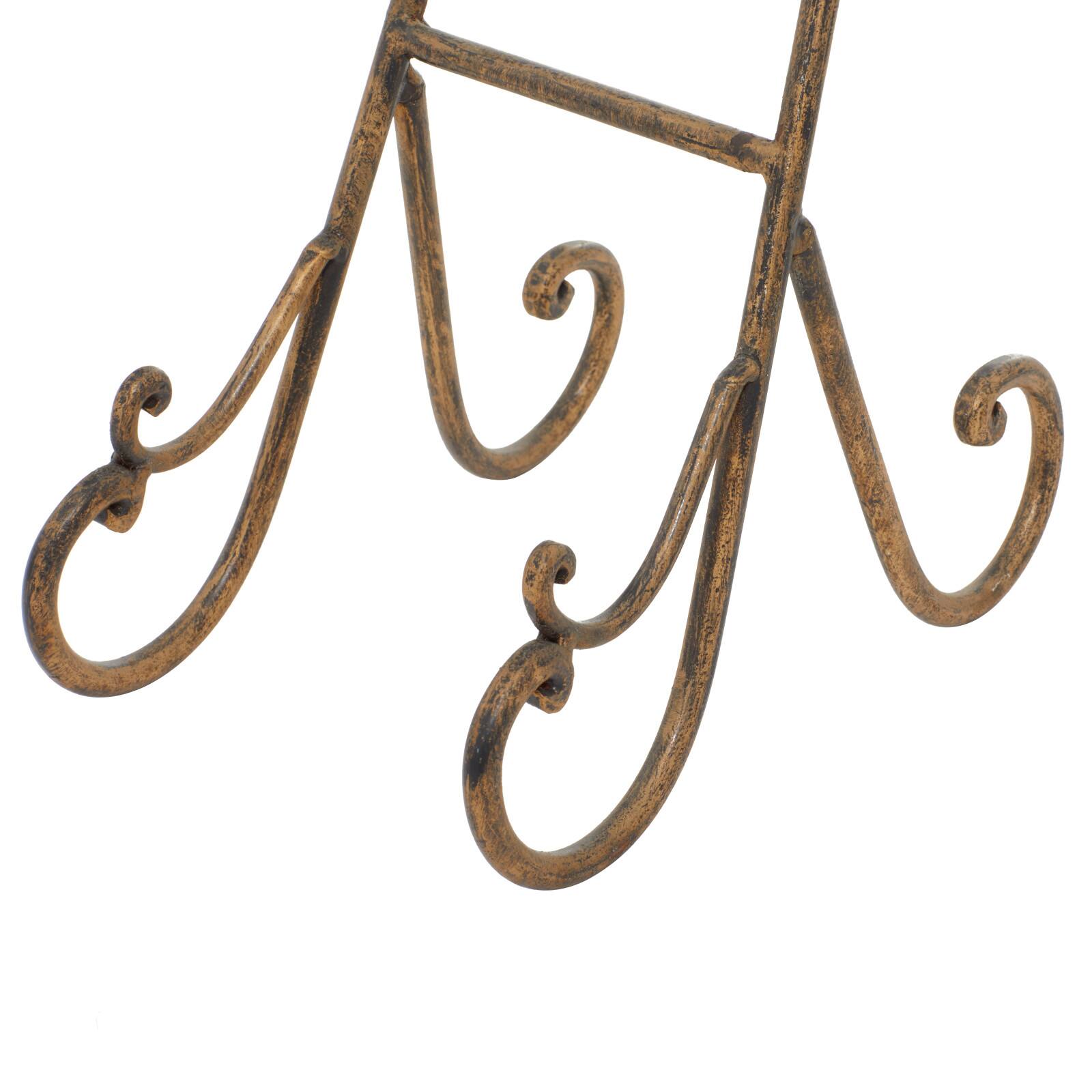 Traditional Scrolling Gold Metal Easel, 19" x 7" x 10"