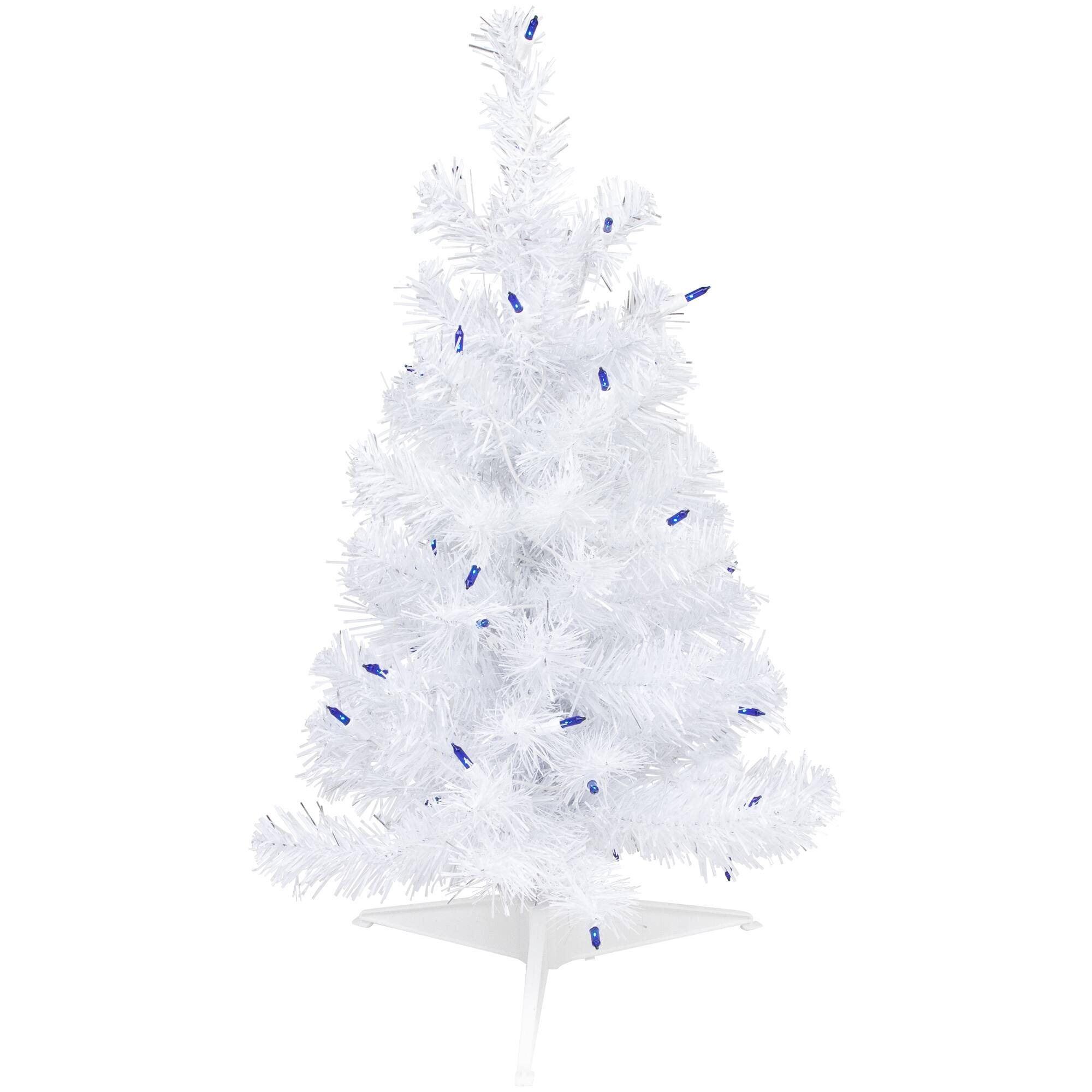 2ft. Pre-Lit White Iridescent Pine Artificial Christmas Tree, Blue Lights