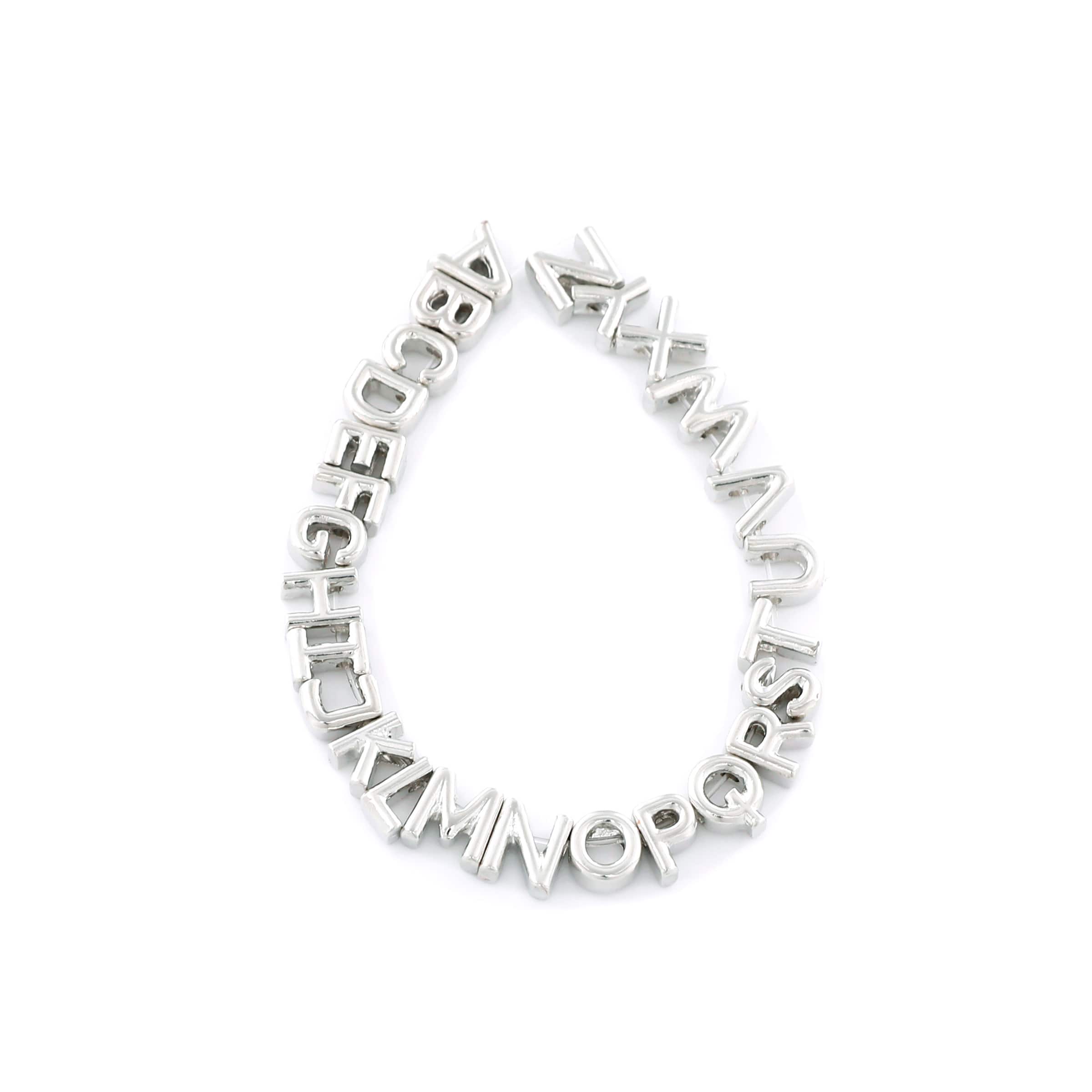 7.5mm Rhodium Alphabet Metal Beads by Bead Landing™
