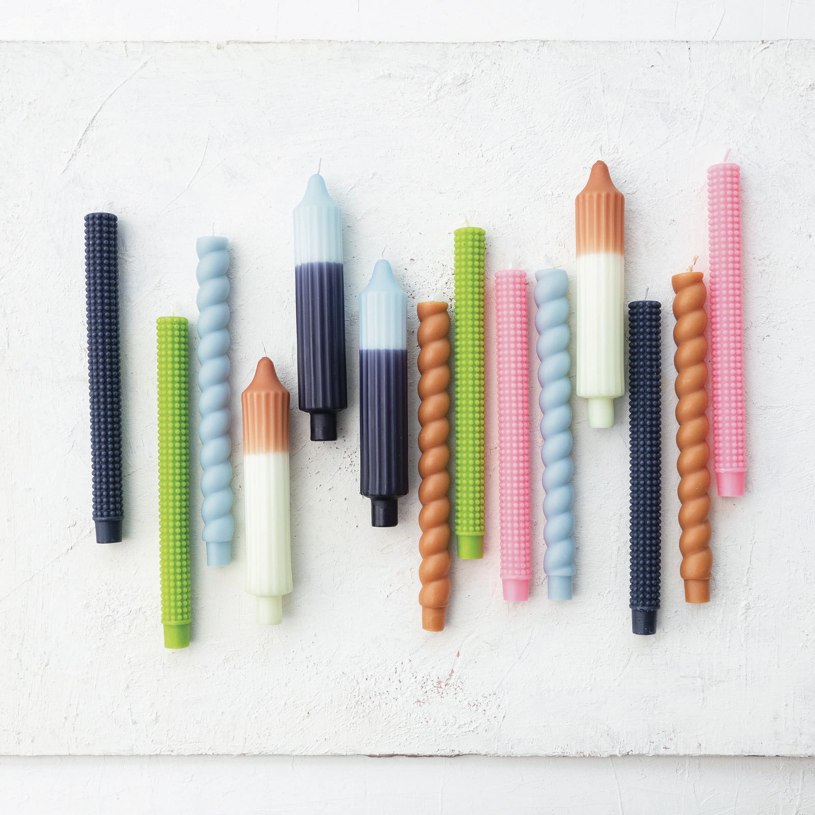 Hello Honey® 8" Camel & White Unscented Pleated Taper Candles, 2ct.