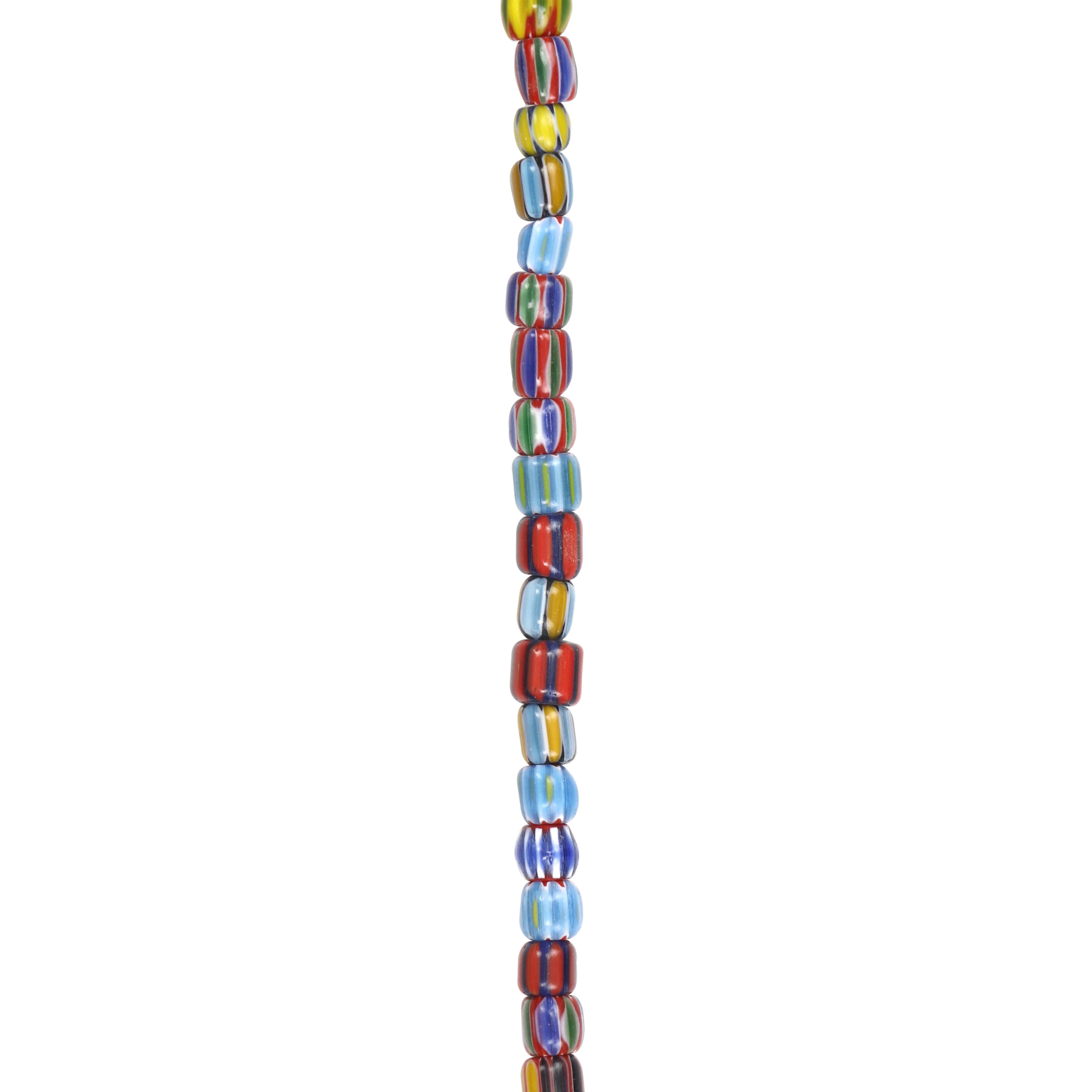 12 Pack: Multicolor Striped Lamp Work Glass Tube Beads by Bead Landing®