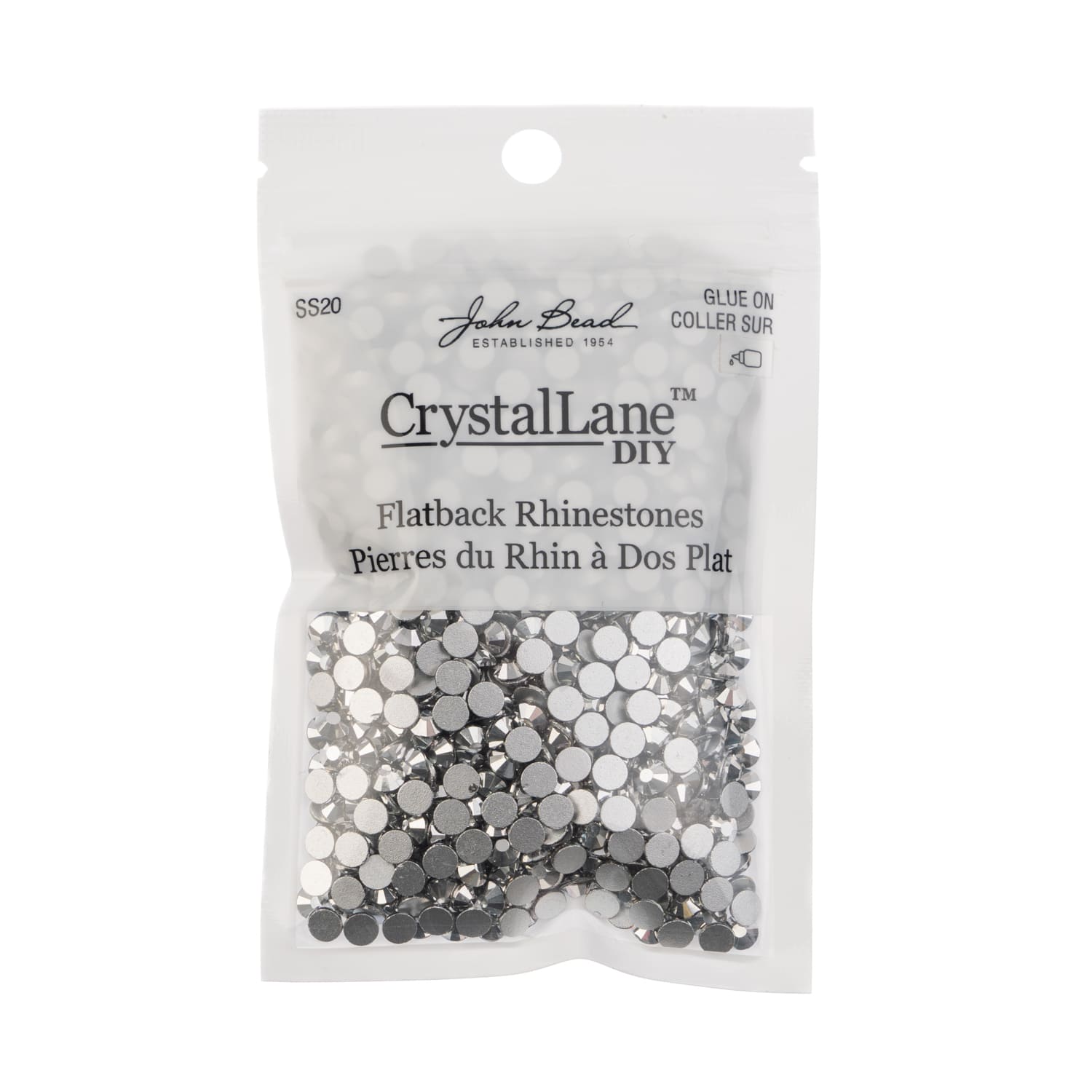John Bead Crystal Lane SS20 Metallic Glass Round Flatback Rhinestones, 1,440ct.