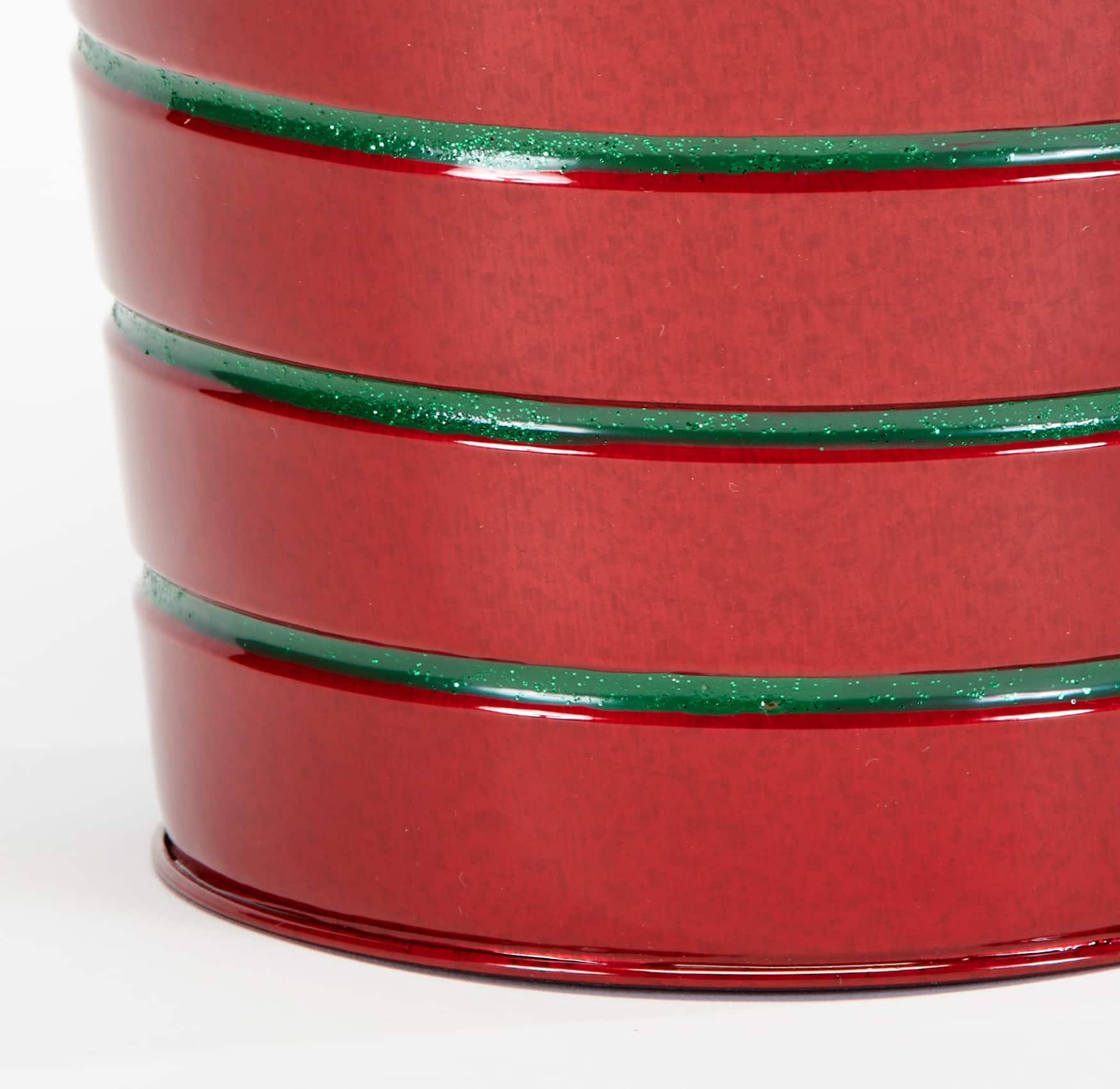 6.25" Christmas Galvanized Red Metal Container Buckets, 4ct.