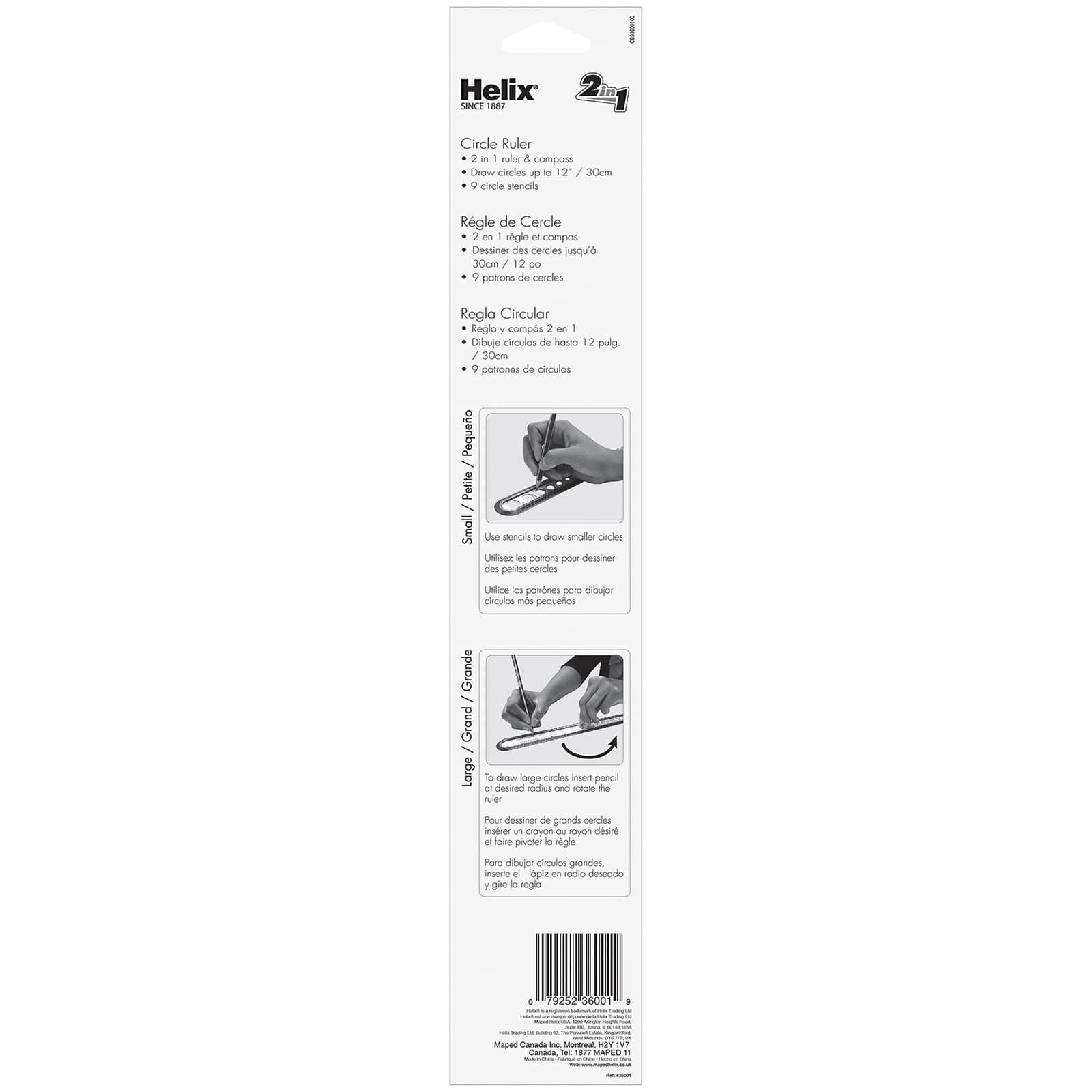 Helix® 2-in-1 Circle Ruler Measuring & Compass Tool, 5ct.
