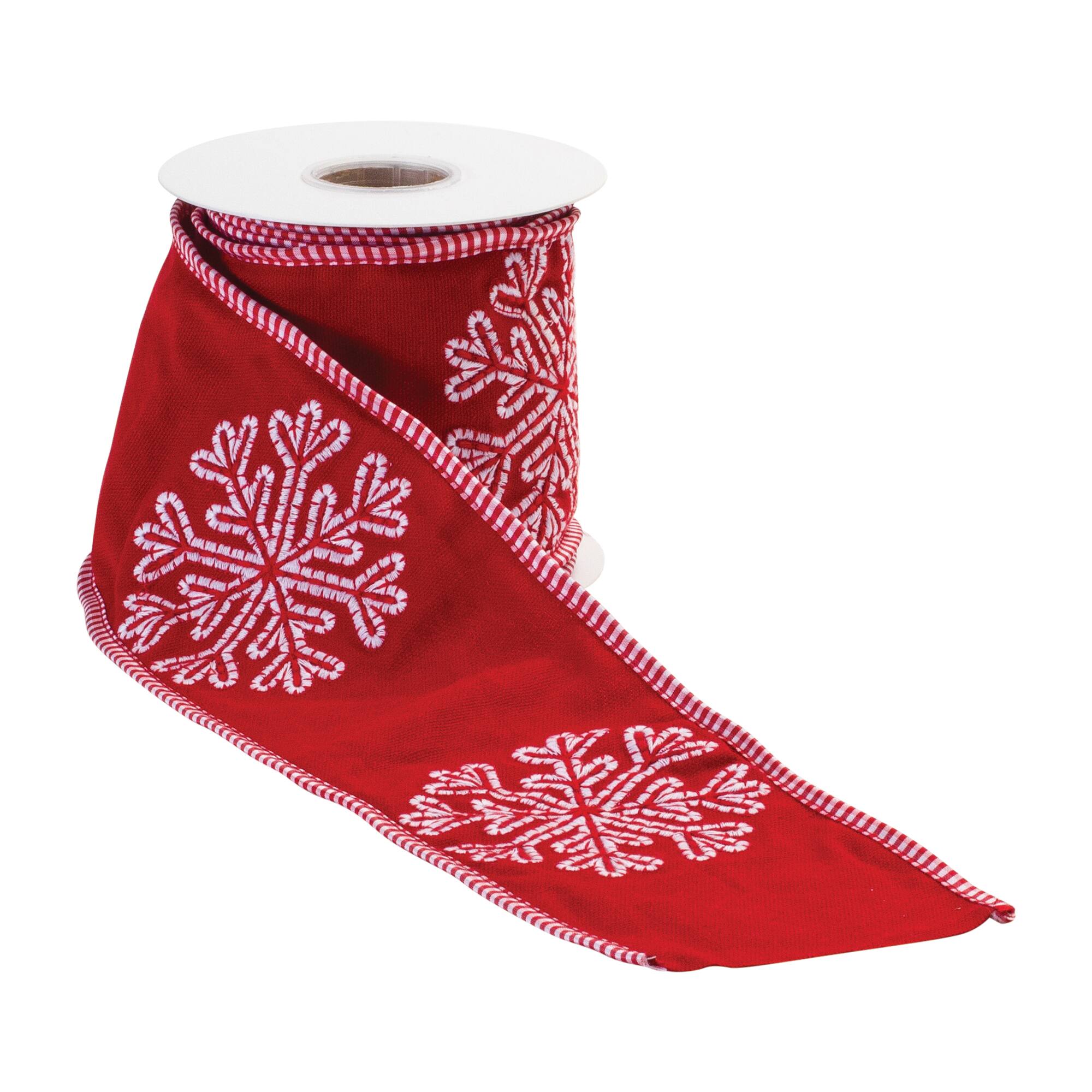 Melrose 4" x 5yd. Snowflake Outline Wired Ribbon