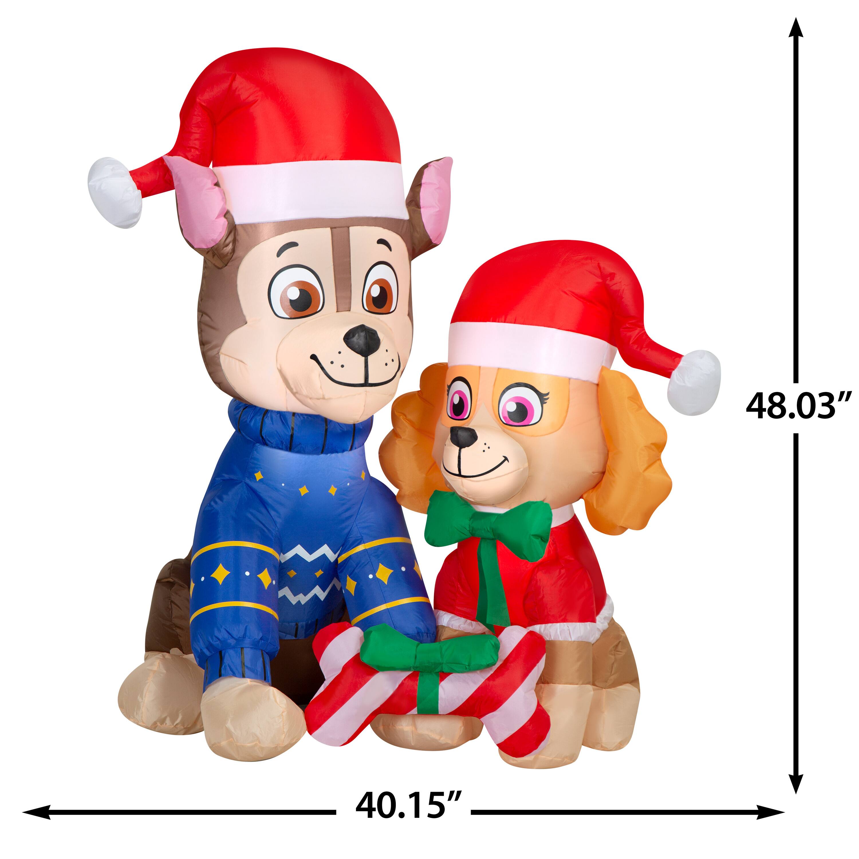 4ft. Airblown® Inflatable Paramount PAW Patrol™ Chase & Skye with Present Bone Christmas Light Scene