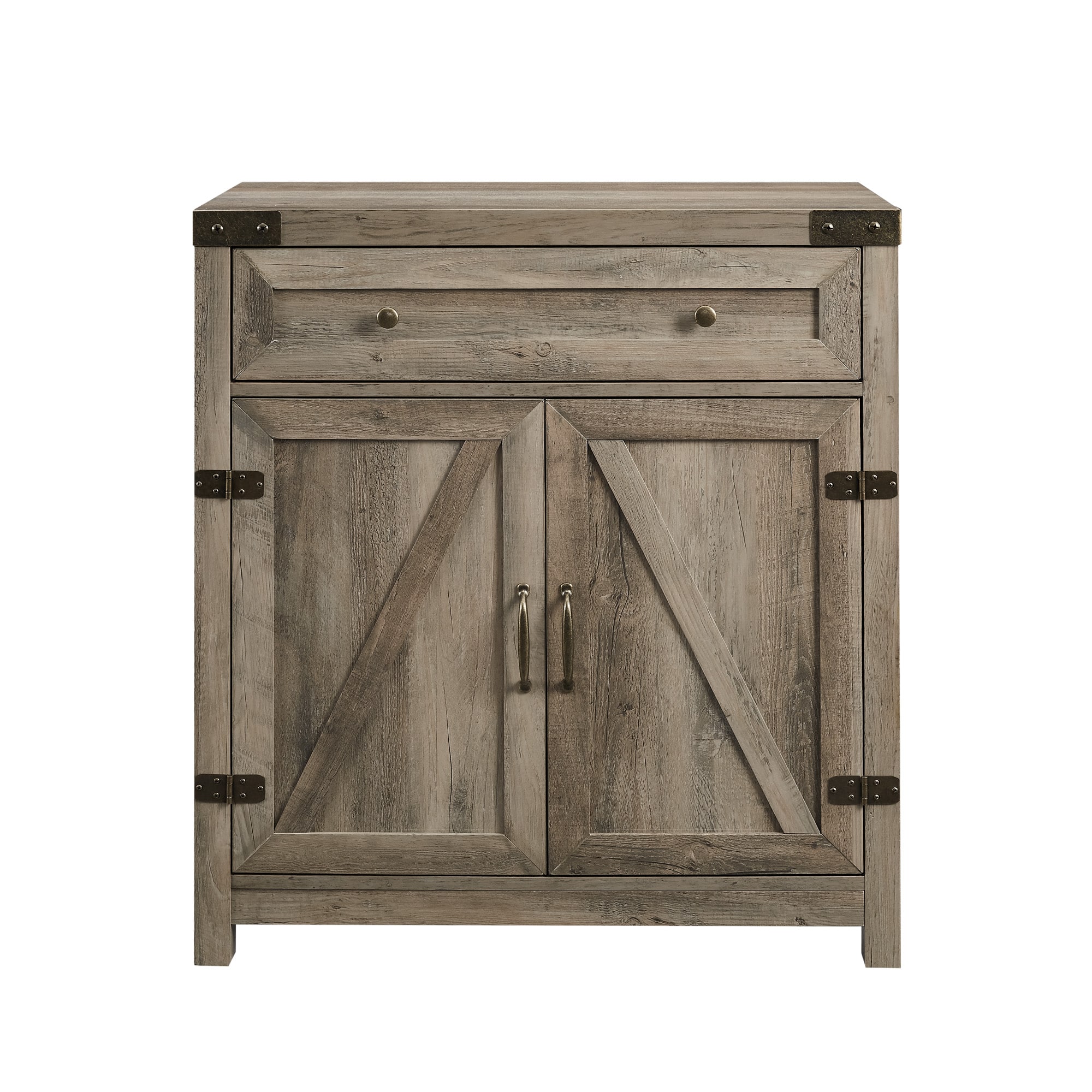 Walker Edison Gray Wash Farmhouse Barn Door Accent Cabinet